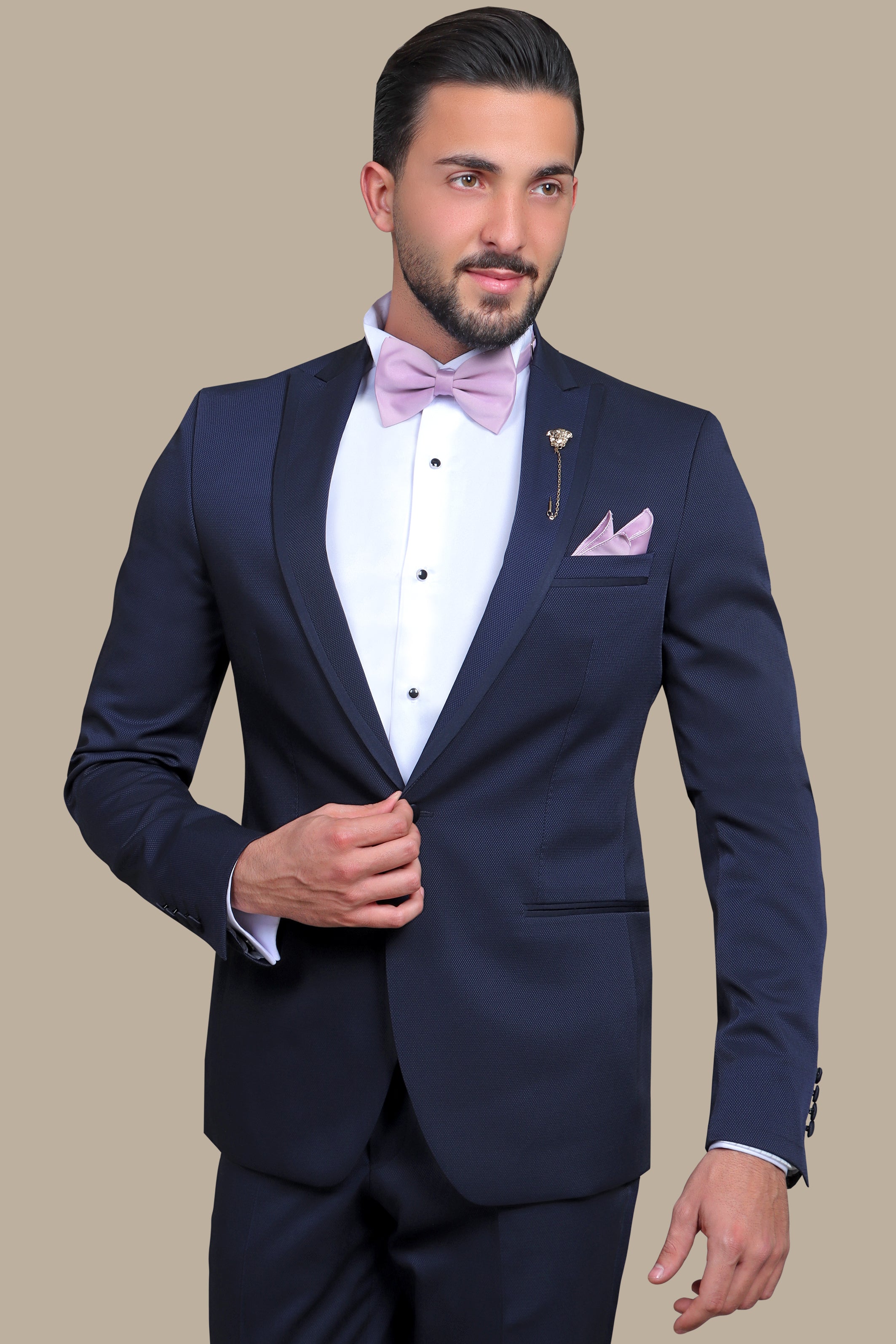 Tuxedo Pique Piping | Navy
