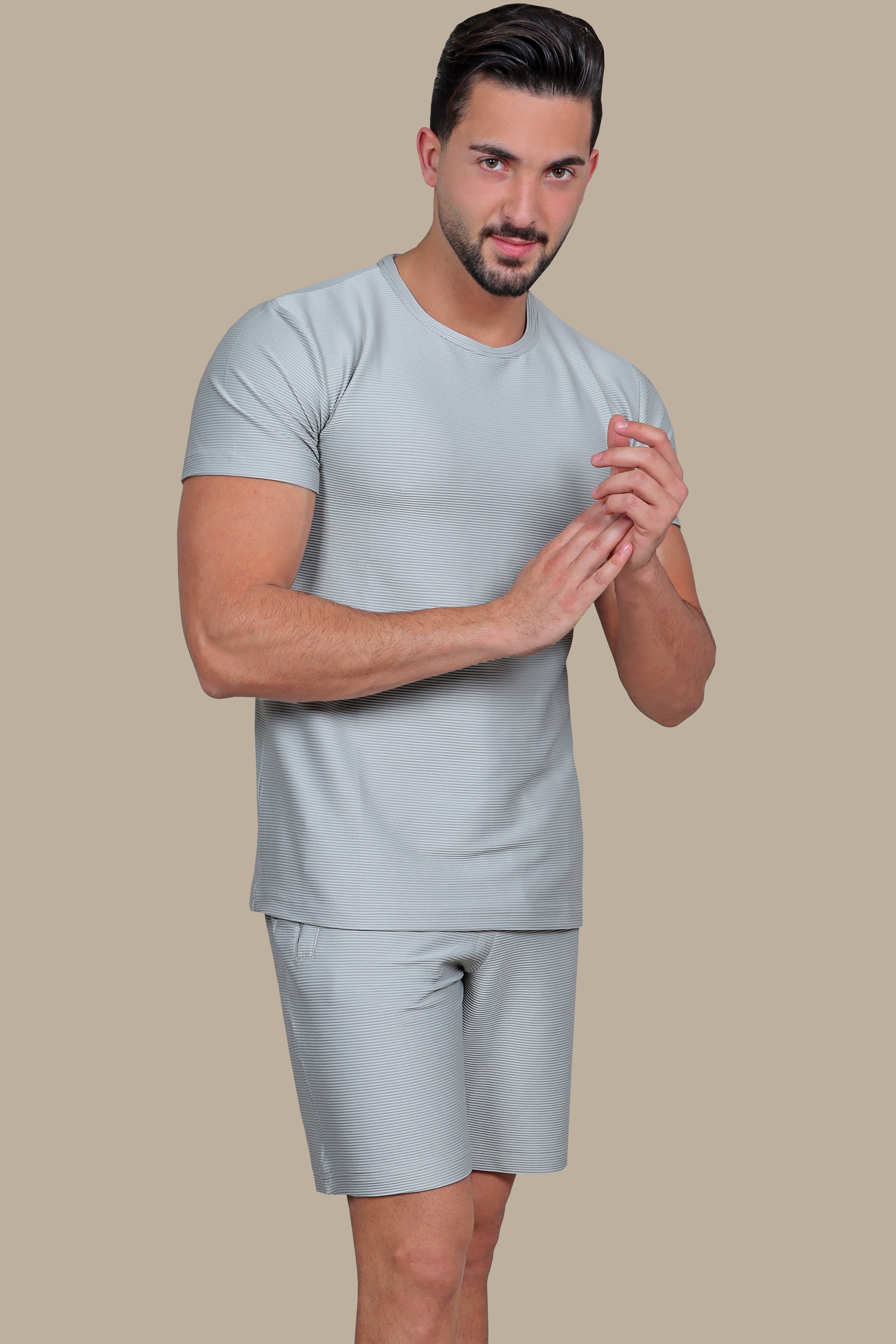 Urban Edge: Light Grey Horizontally Ripped Tracksuit
