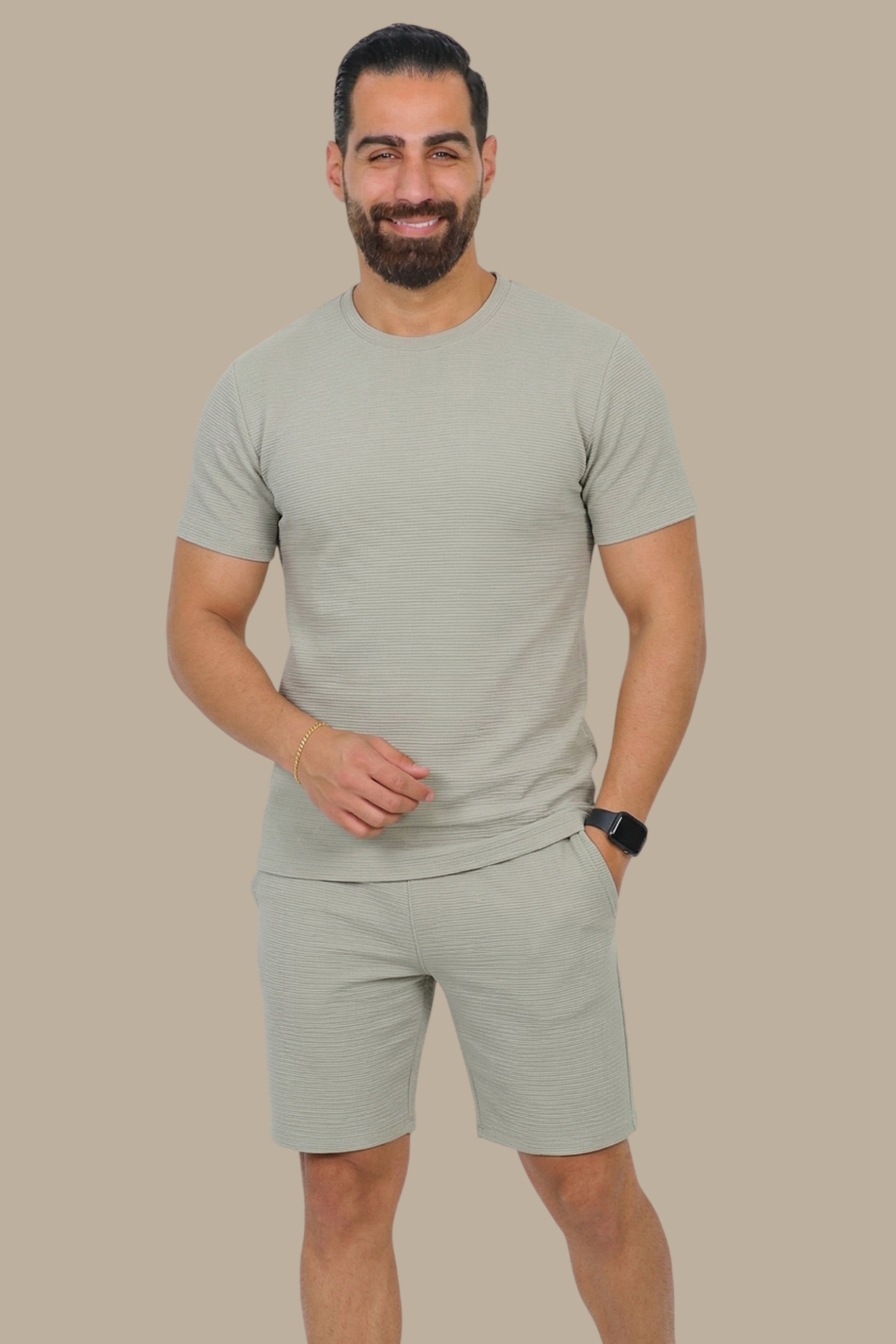 Urban Edge: Light Grey Horizontally Ripped Tracksuit