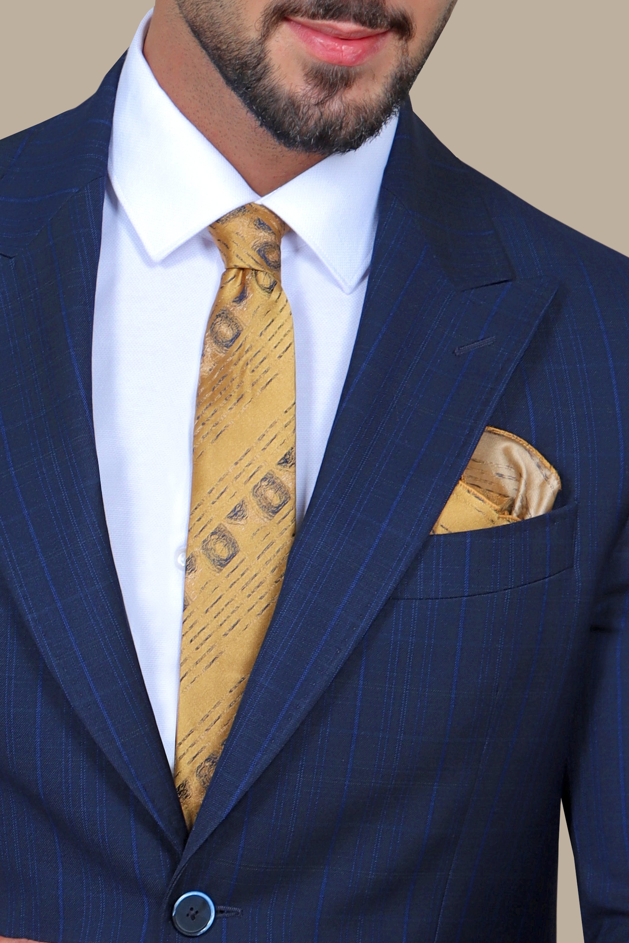 Checked Peak Blazer – Navy