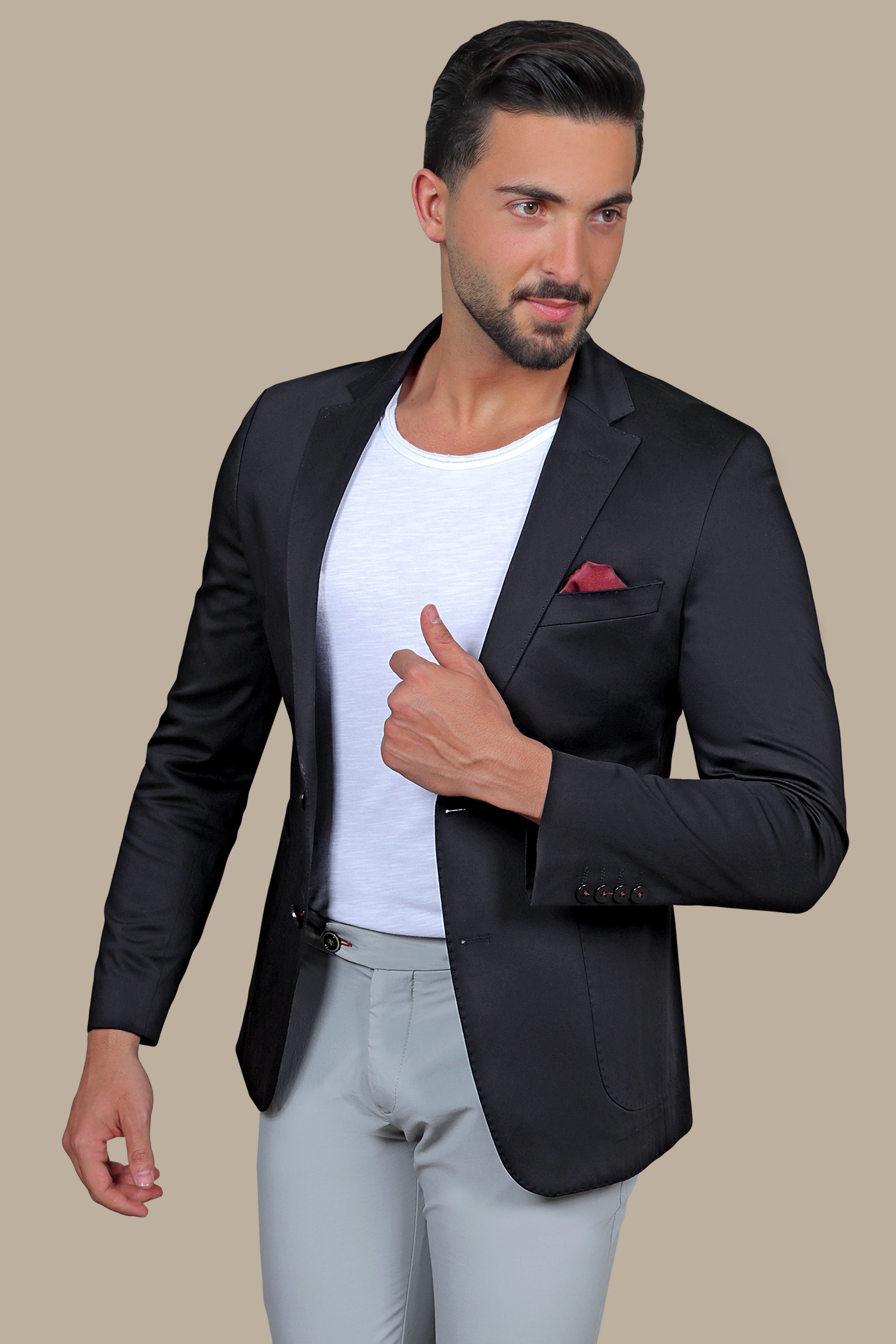 Chic Sophistication: The Satin Patch Black Blazer