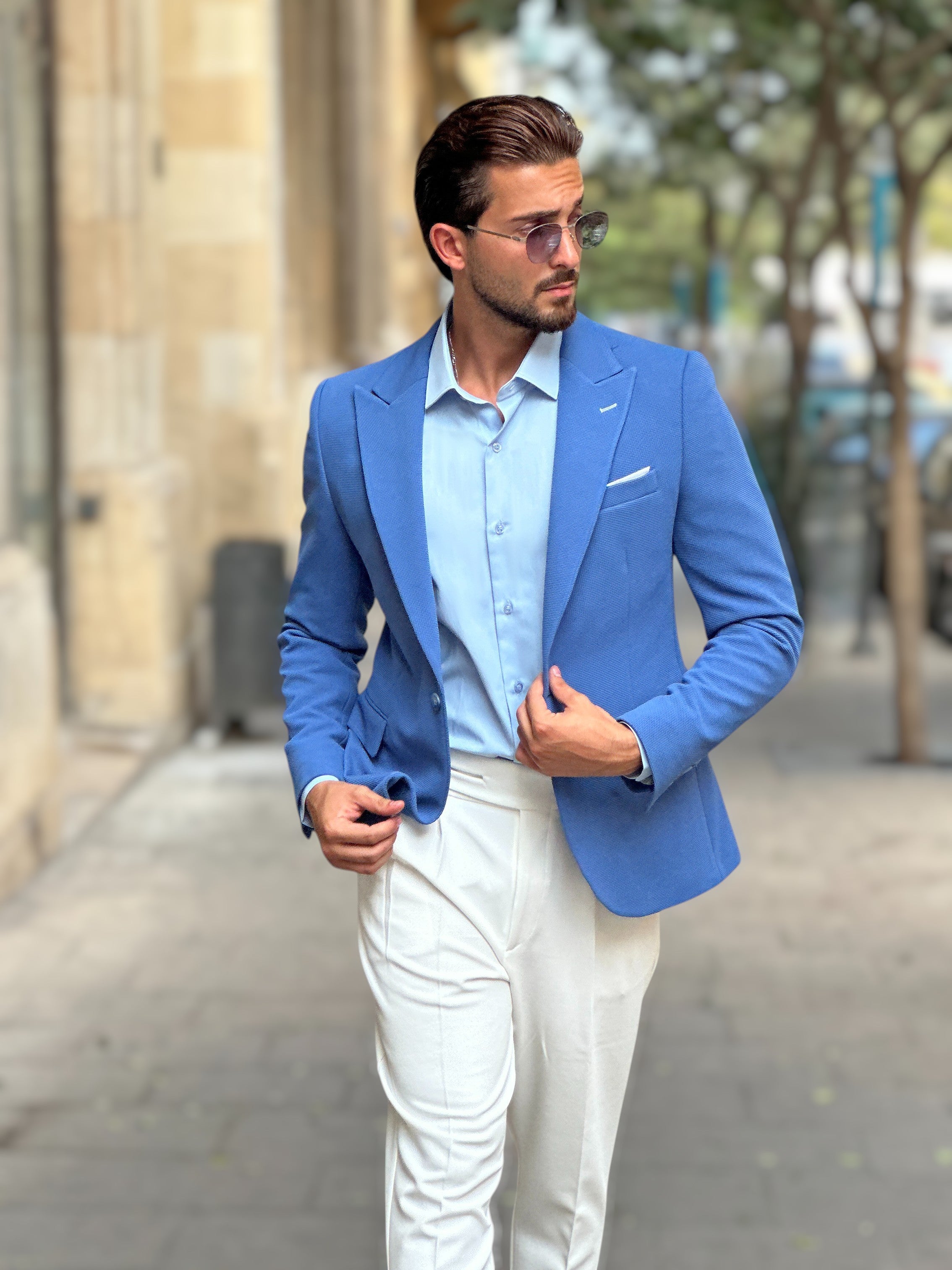 Blue Peak Precision: Structured Lapel Blazer
