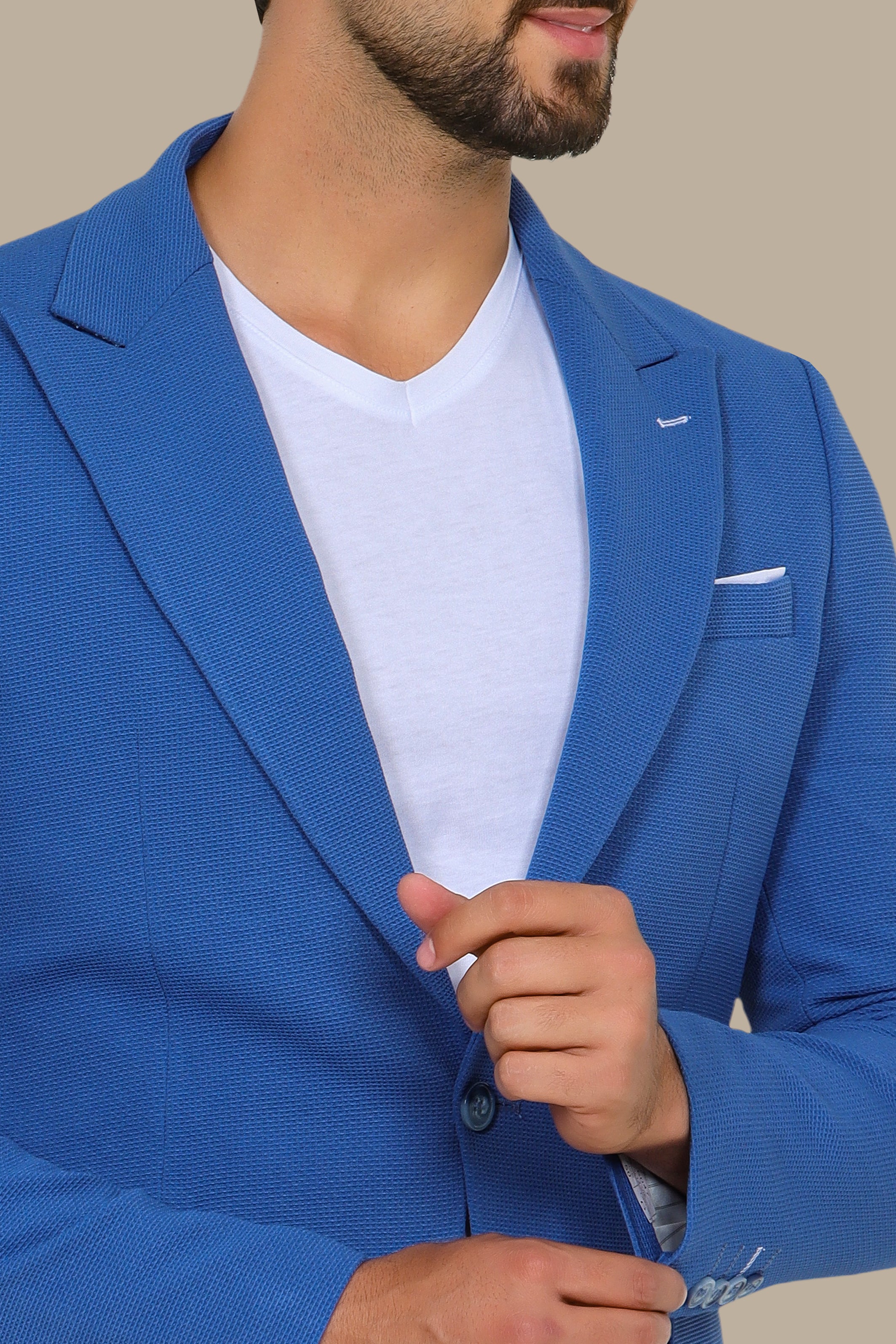 Blue Peak Precision: Structured Lapel Blazer
