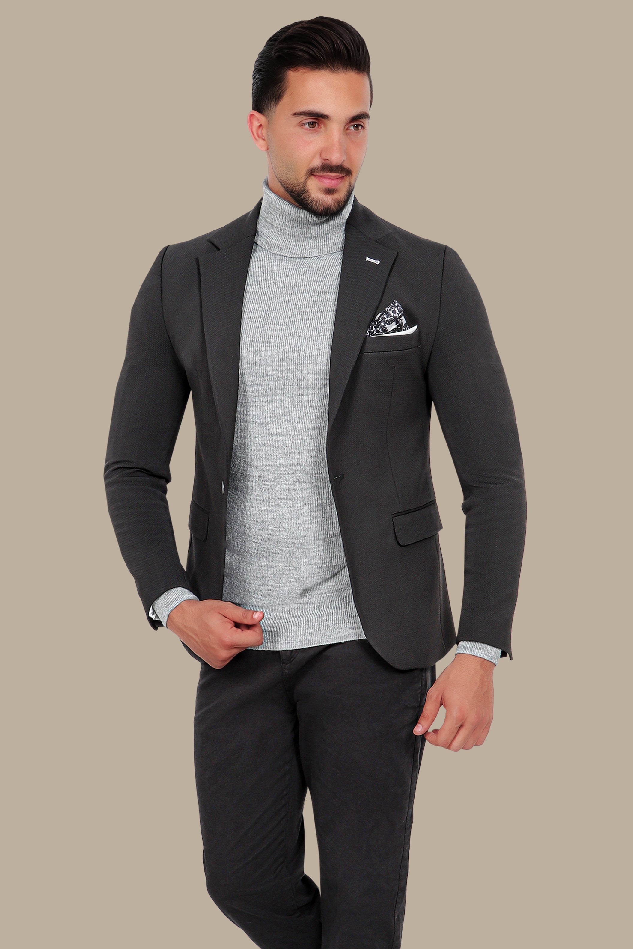 Timeless Elegance: Black Structured Notch Lapel Blazer