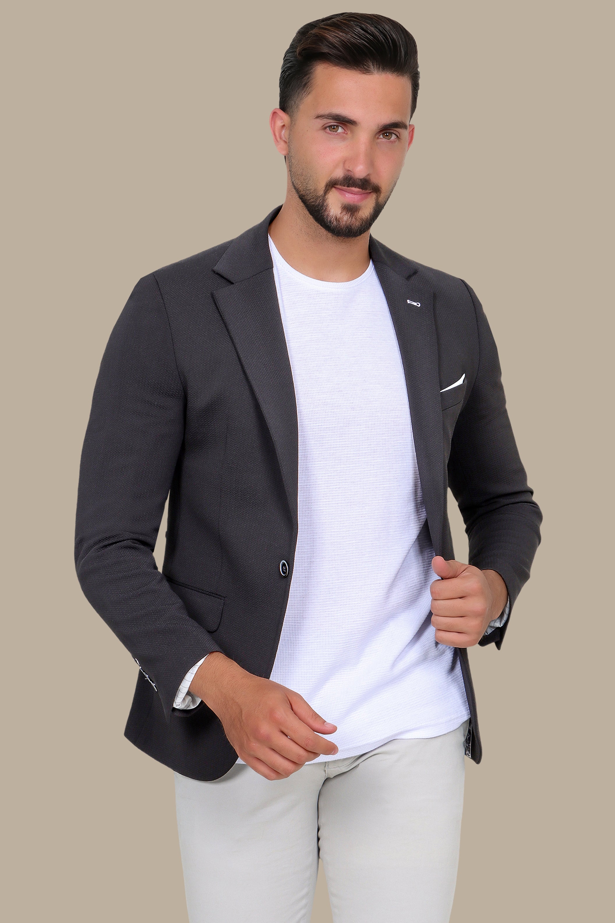 Timeless Elegance: Black Structured Notch Lapel Blazer