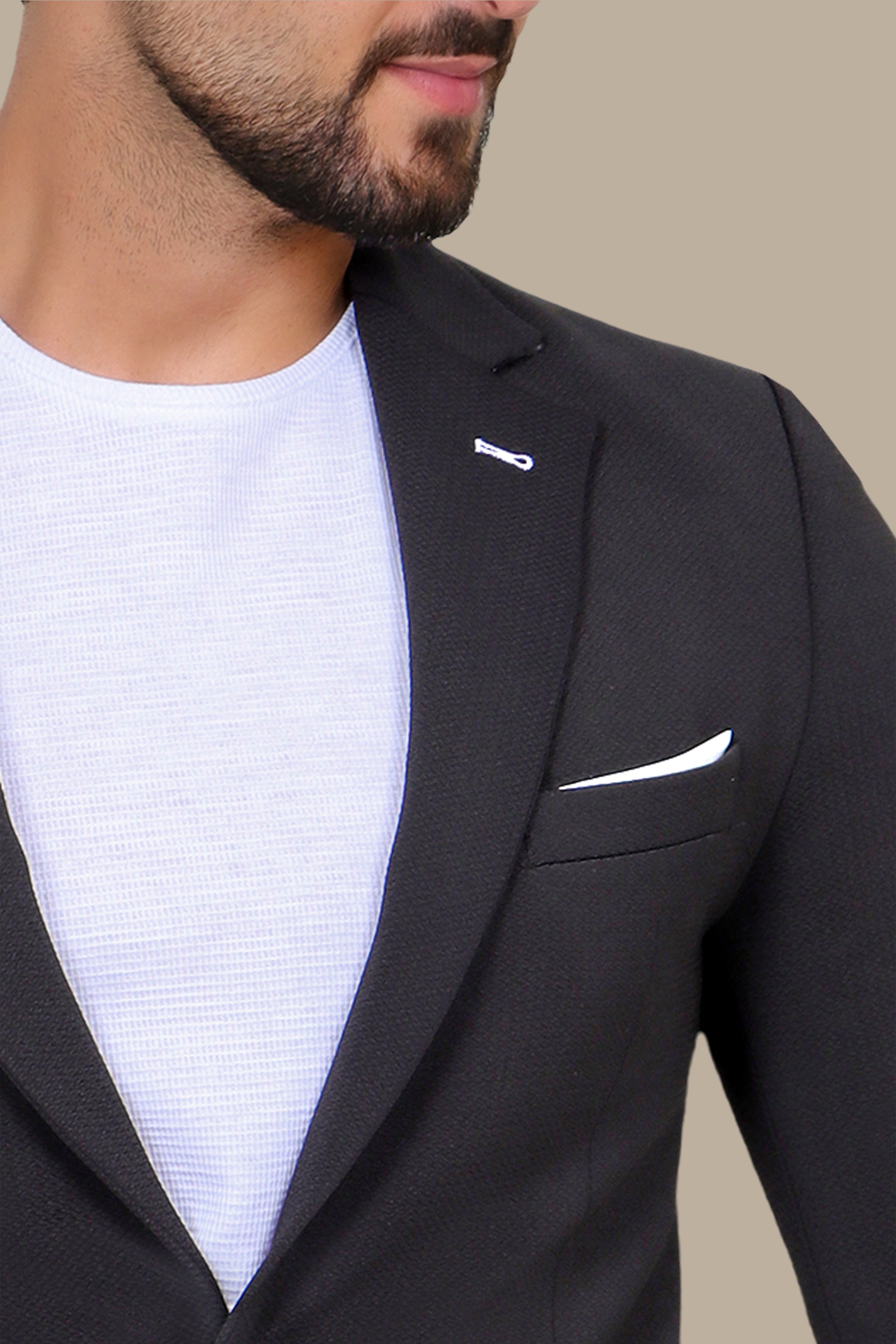 Timeless Elegance: Black Structured Notch Lapel Blazer
