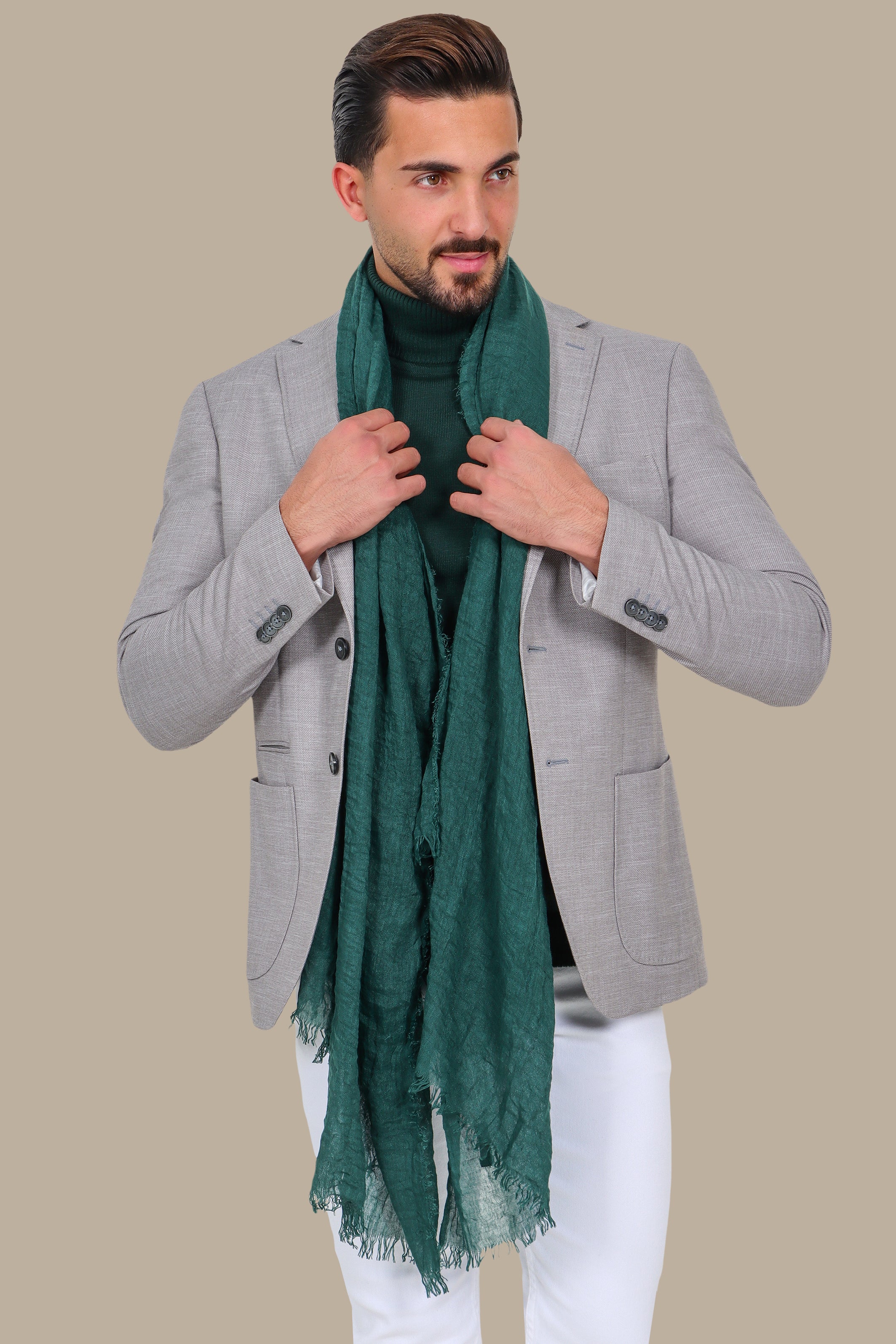 Light Grey Slim Fit Blazer with Up & Down Notch Patch