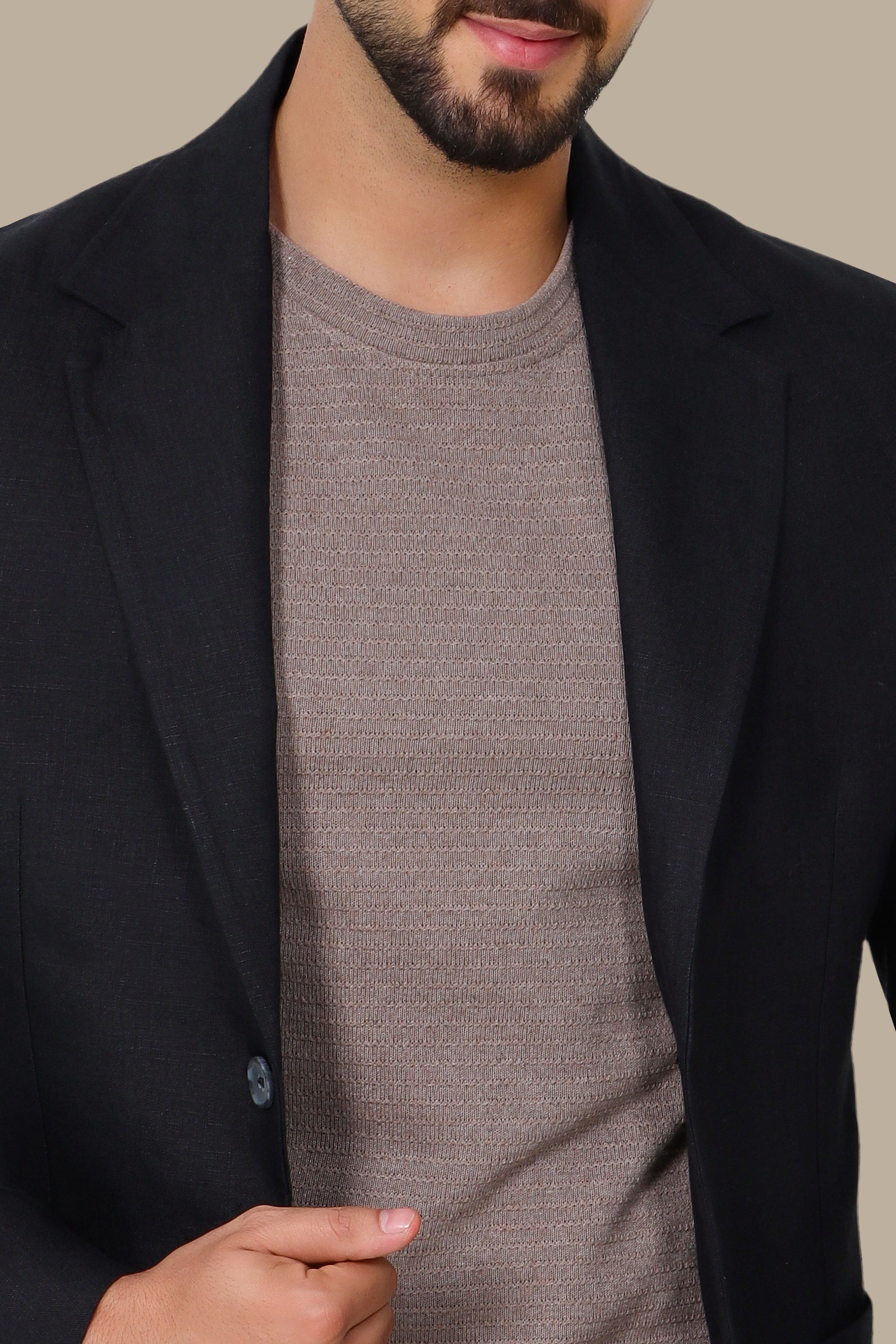 Black Blazer with Notch Lapel and Patch Pockets