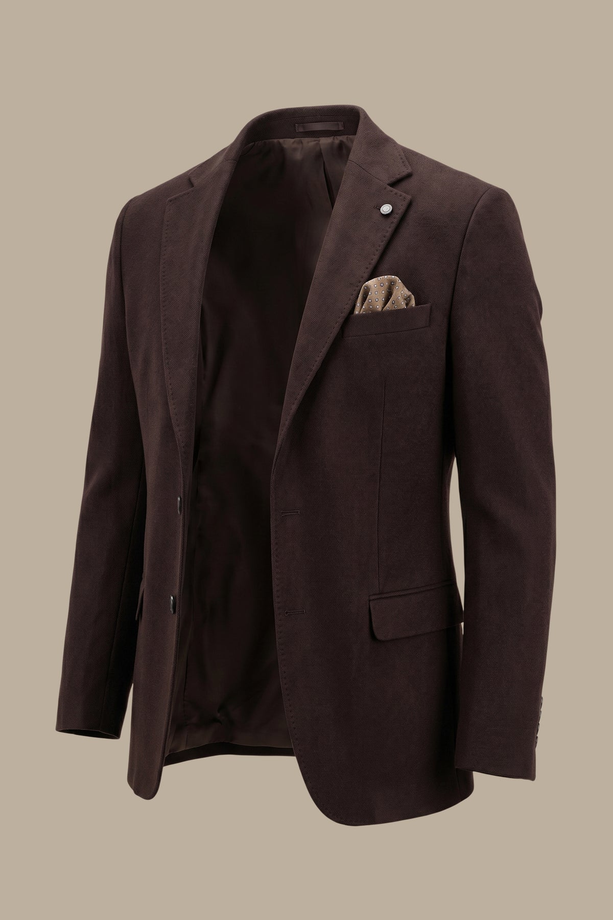 Brown Slim Corduroy Blazer with Notch Lapel