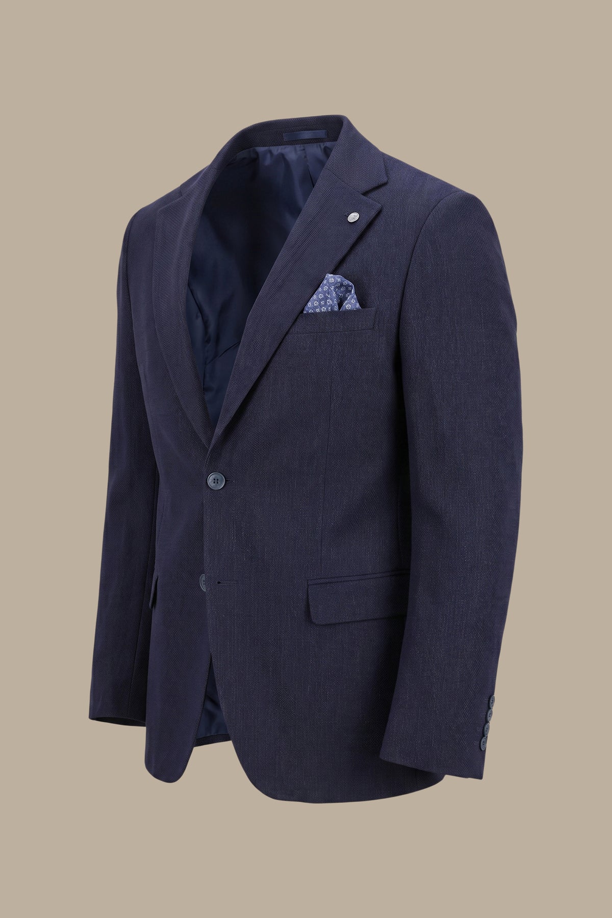 Slim Corduroy Blazer with Notch Lapel in Navy