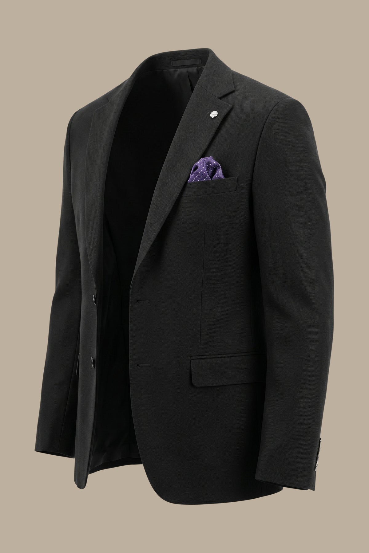 Slim Corduroy Blazer with Notch Lapel in Black