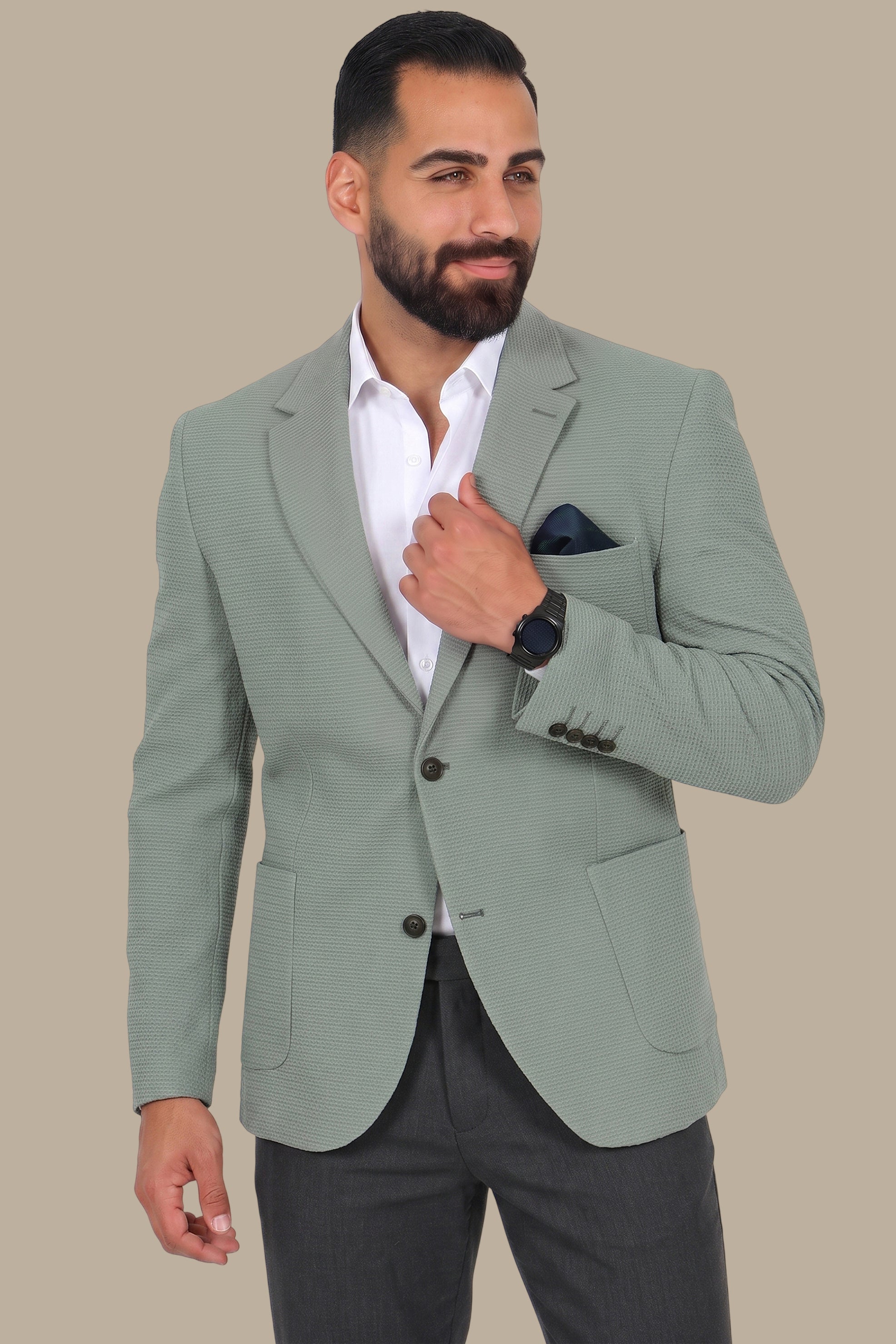 Breathable Notch Lapel Blazer Mint