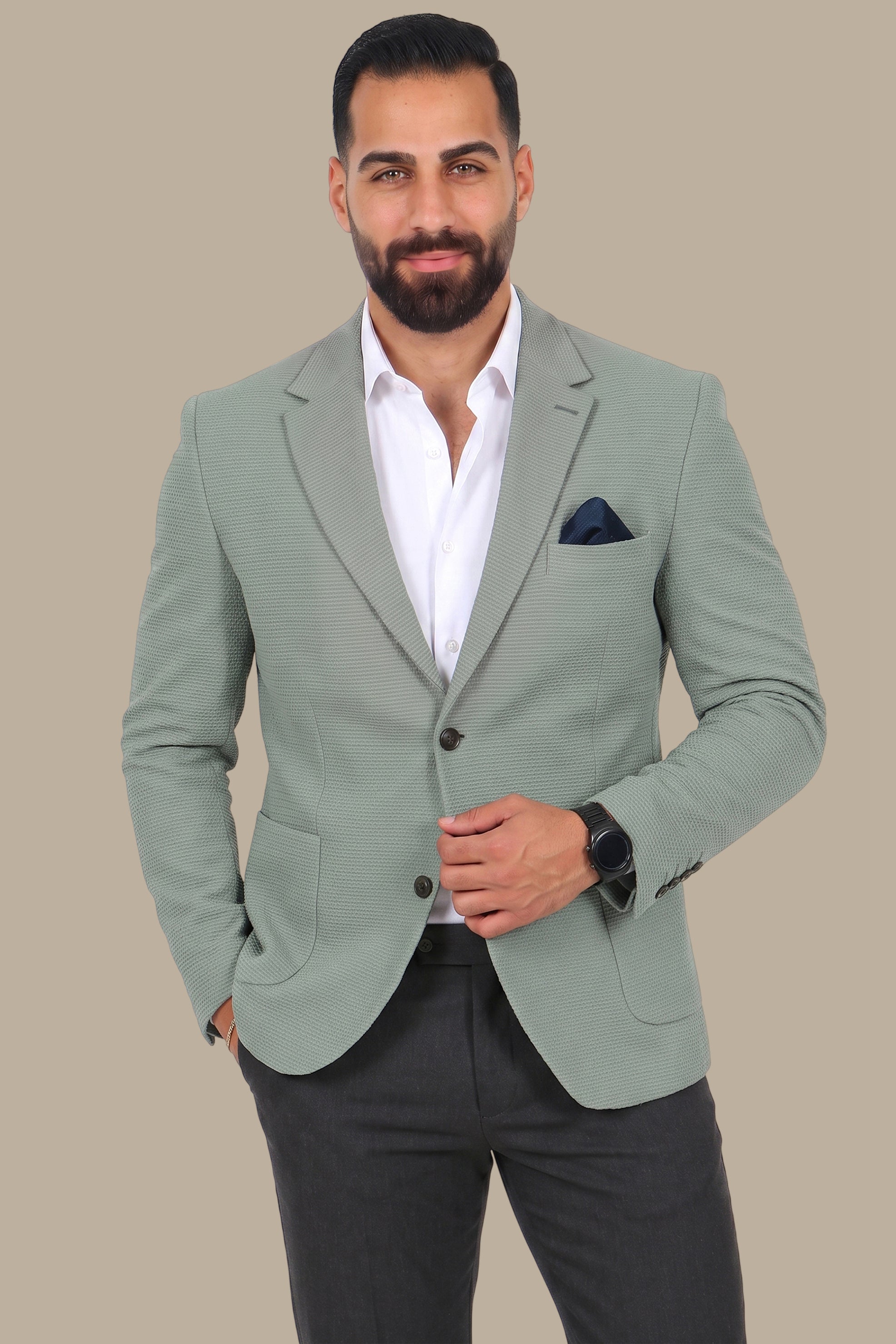 Breathable Notch Lapel Blazer Mint