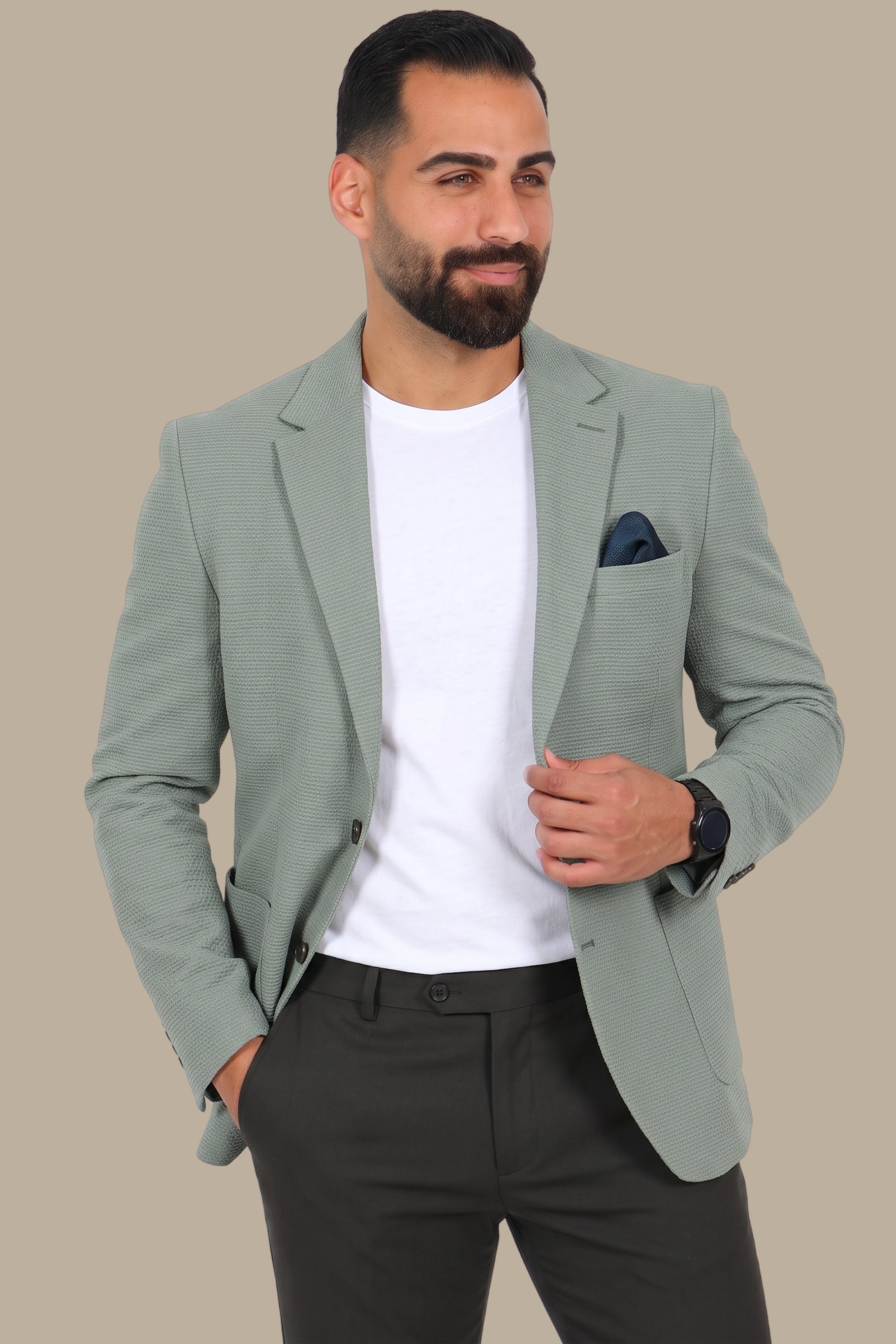 Breathable Notch Lapel Blazer Mint