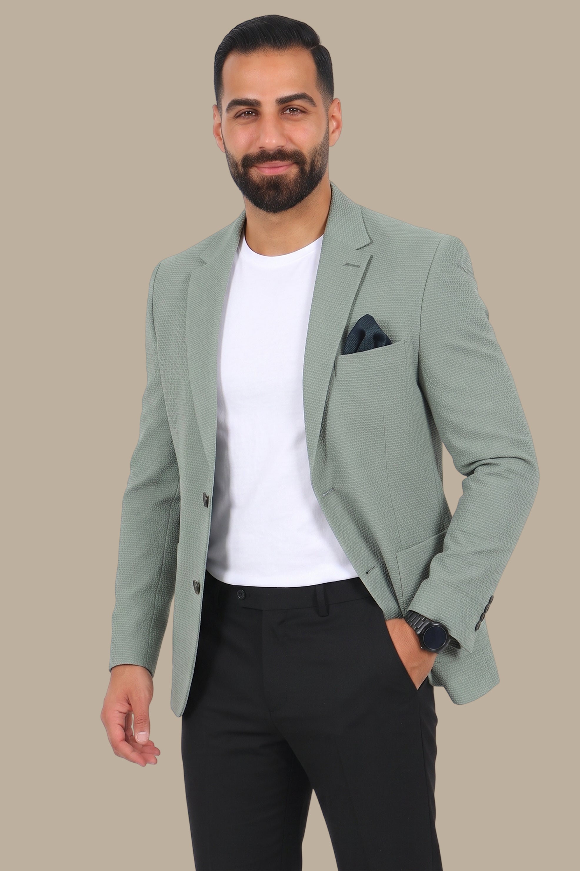 Breathable Notch Lapel Blazer Mint