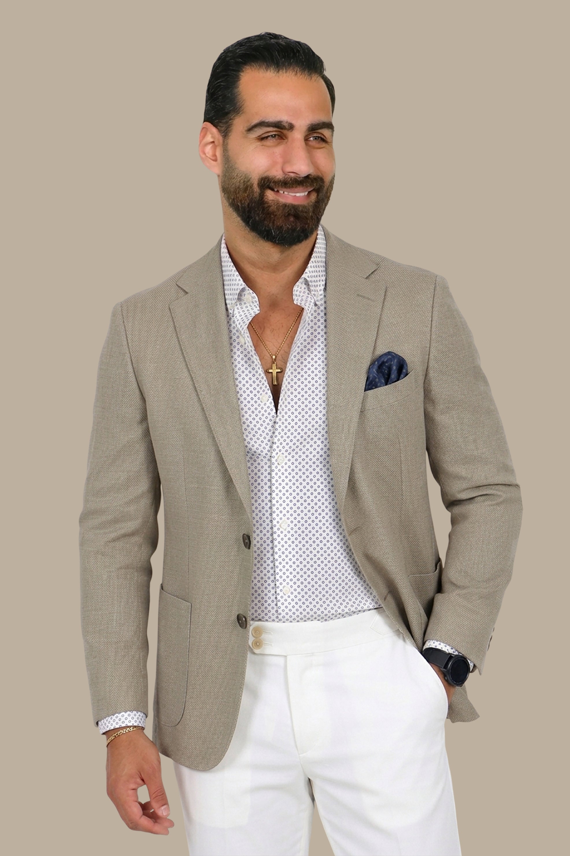 Light Olive Structured Notch Lapel Blazer