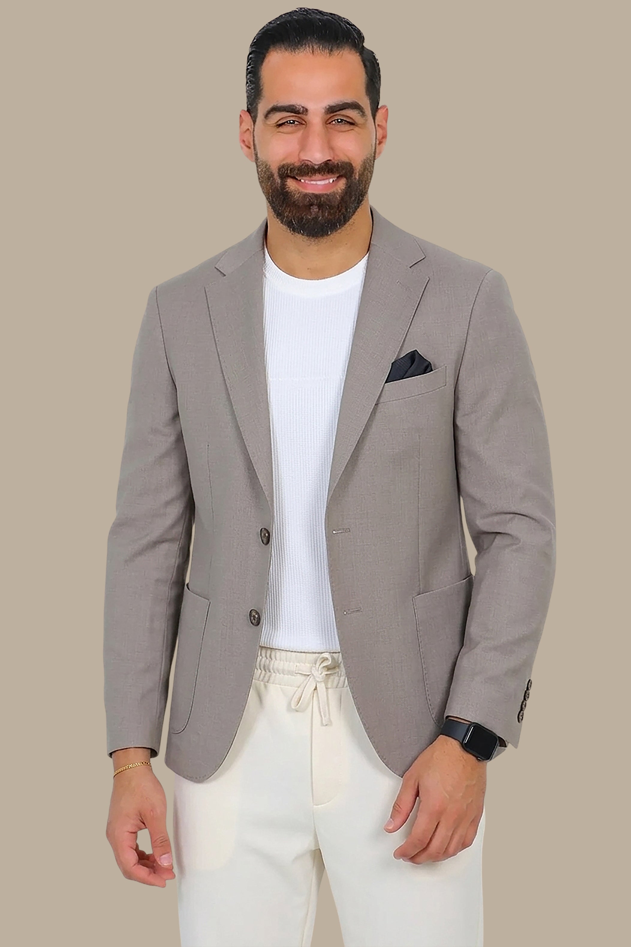 Grey Structured Notch Lapel Blazer
