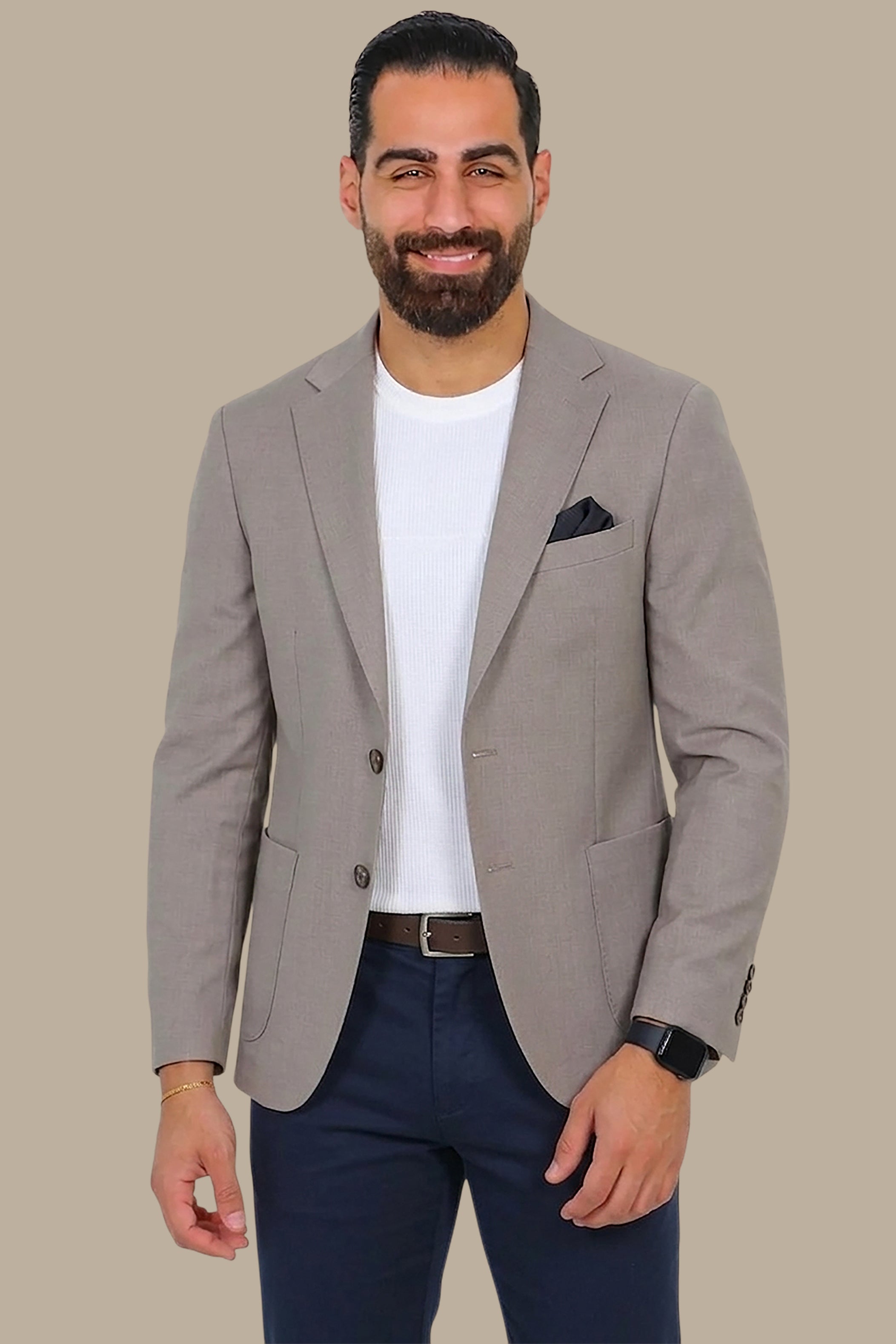 Grey Structured Notch Lapel Blazer