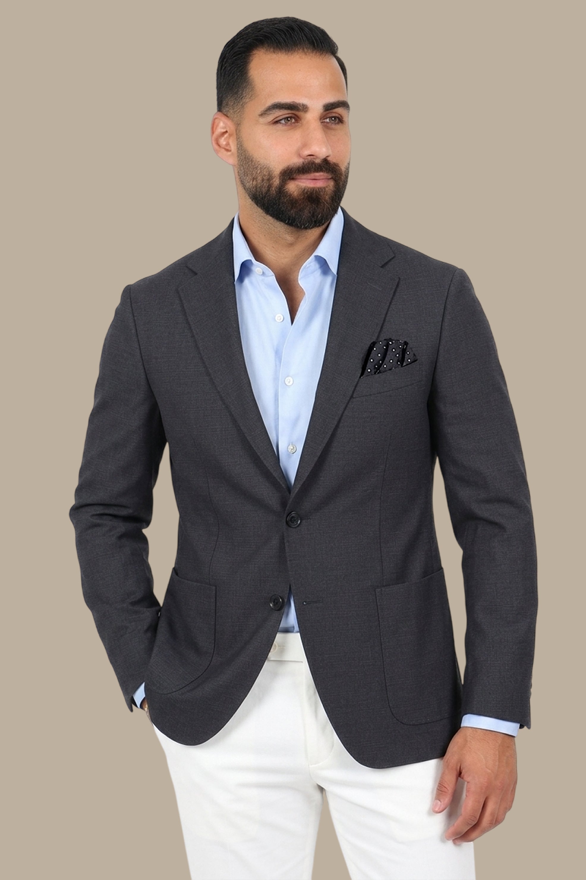 Dark Grey Structured Notch Lapel Blazer