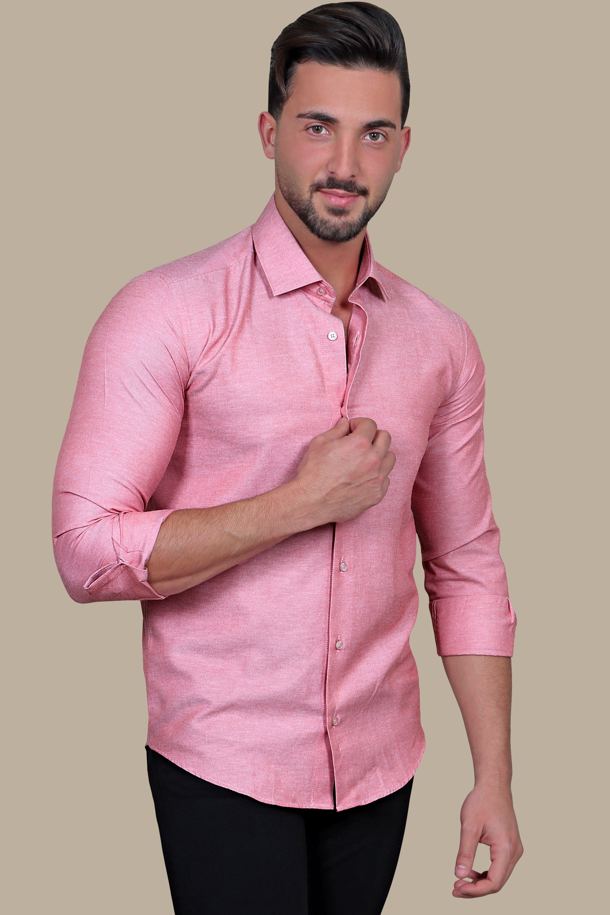 Chambray Sophistication: Slim Fit Brick Shirt