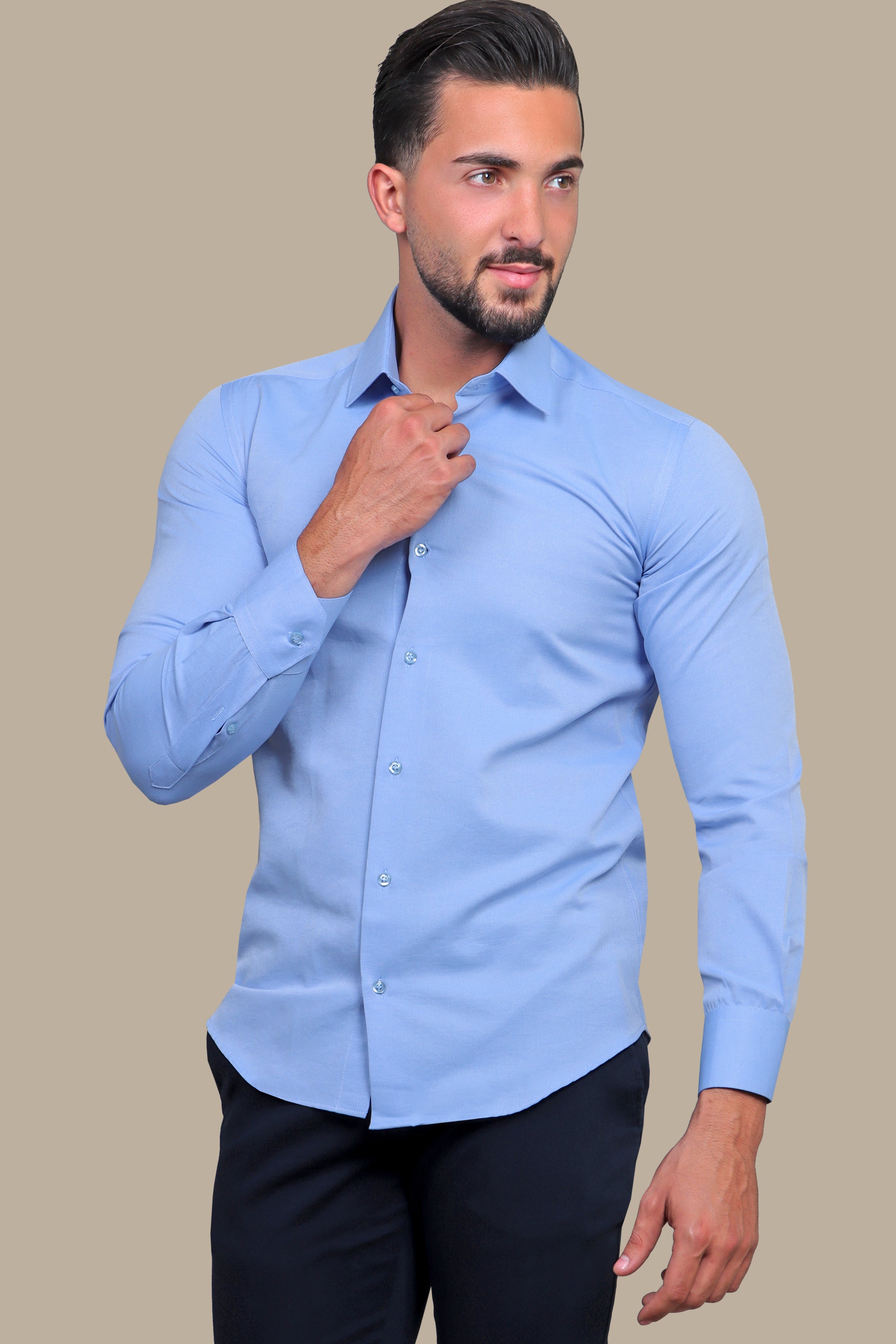 Dark Blue Chambray Slim Fit Shirt