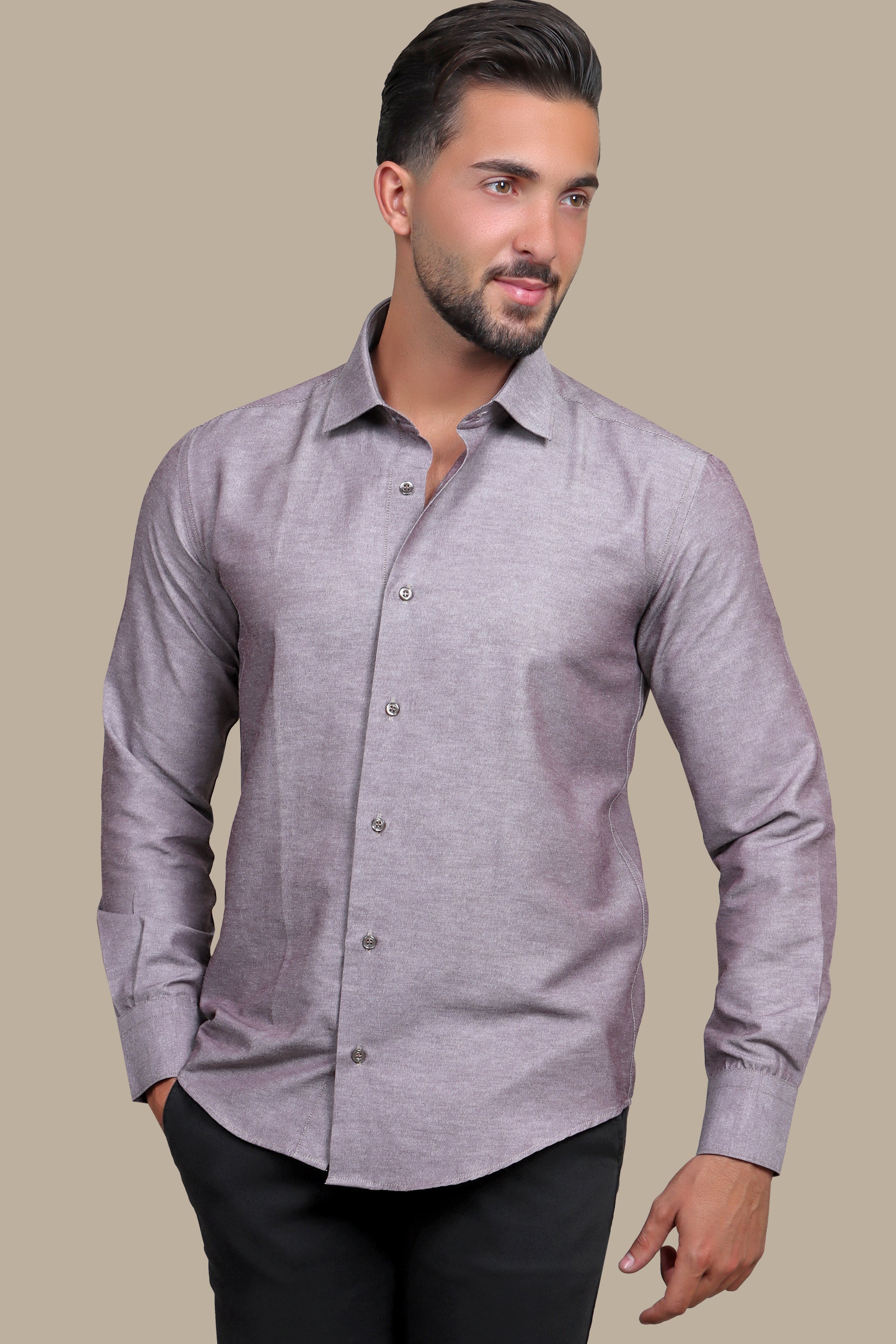 Shirt Chambray Slim Fit | Brown