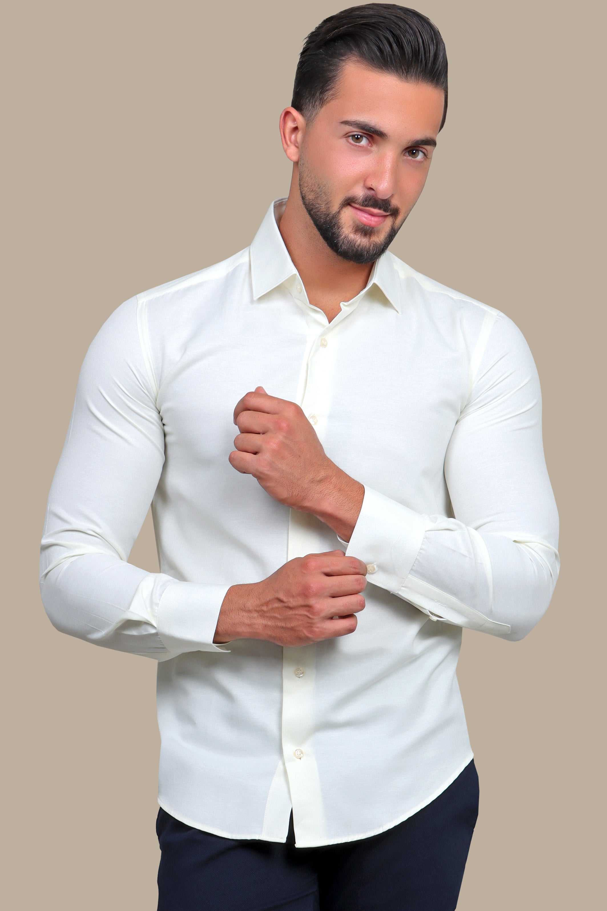 Sunshine Slim Fit: Yellow Chambray Shirt
