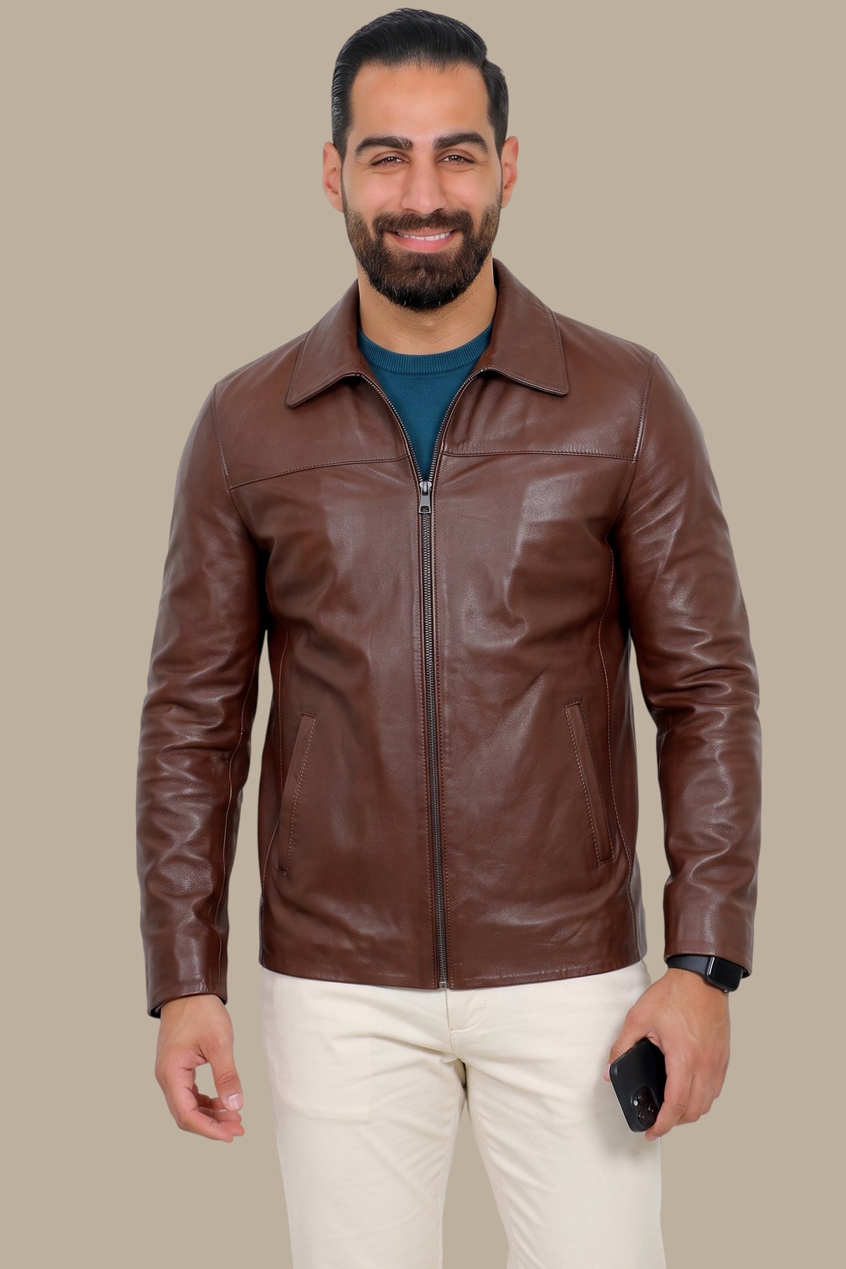 Jacket Real Leather Classic Long | Brown