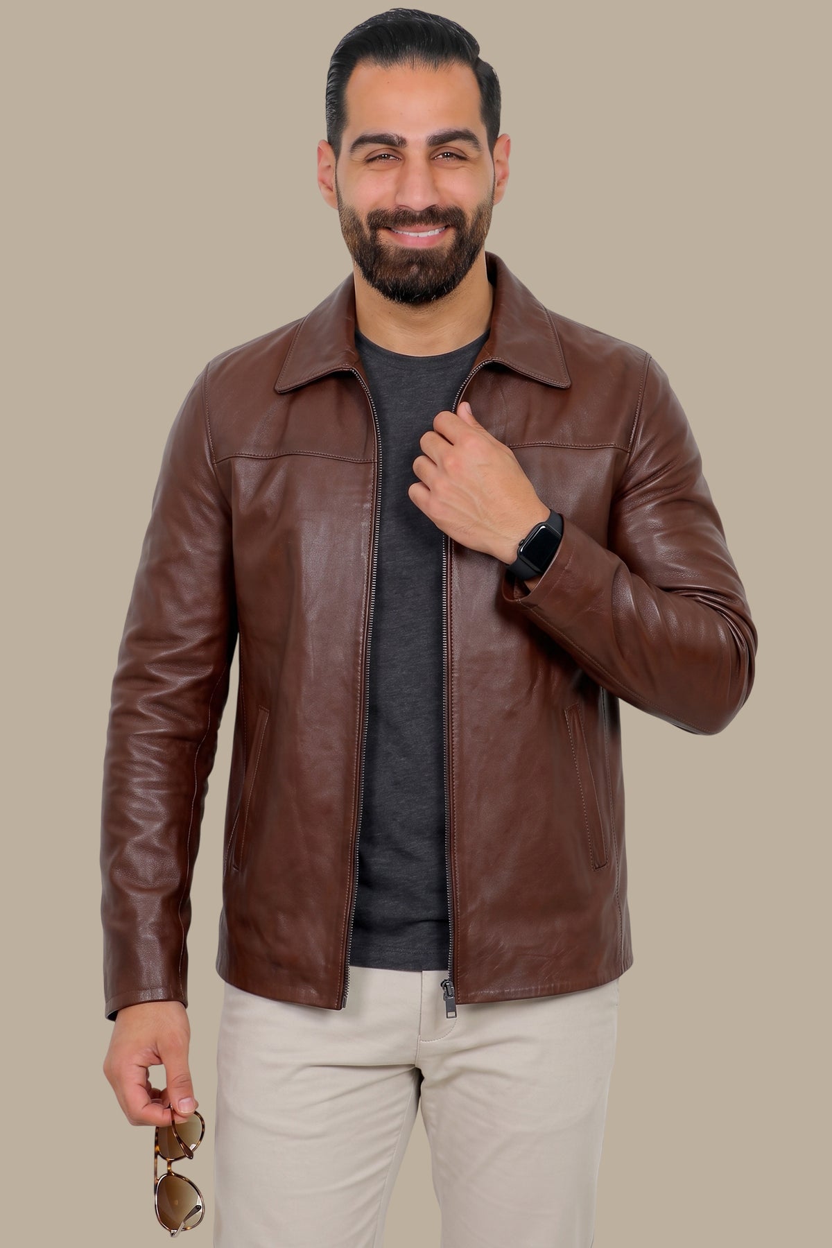 Jacket Real Leather Classic Long | Brown