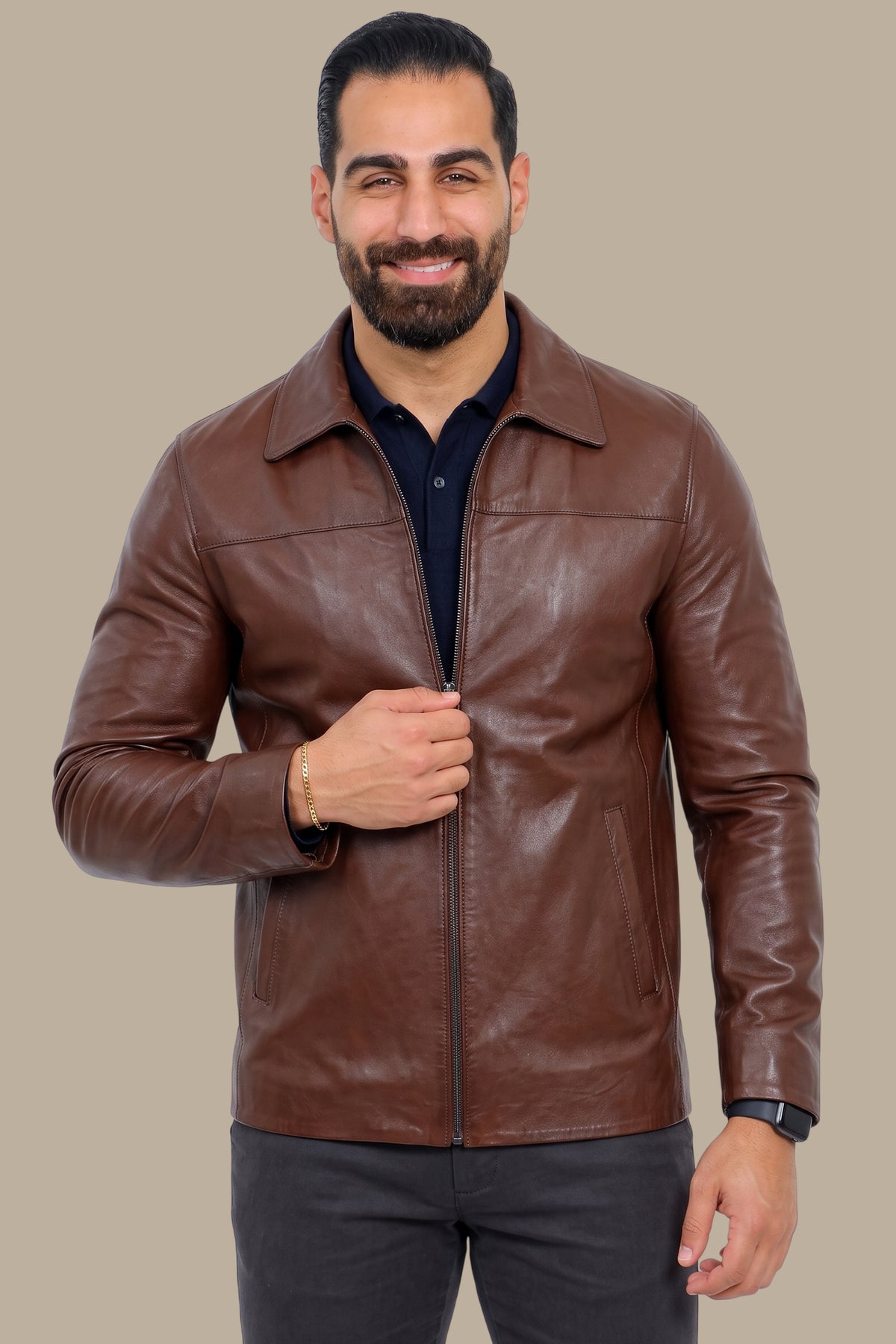 Jacket Real Leather Classic Long | Brown
