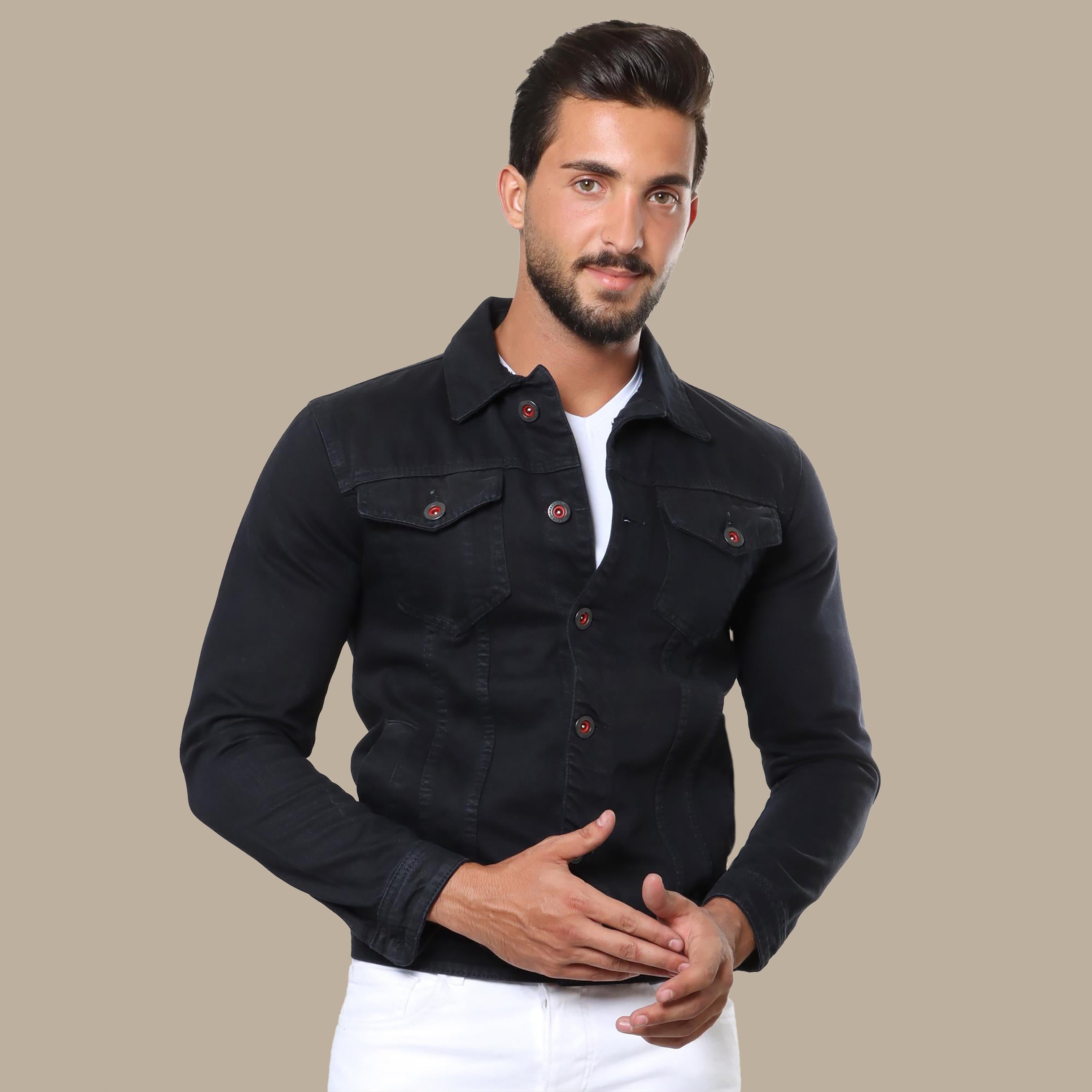 Midnight Reverie: Stylish Black Denim Jacket for Timeless Edge