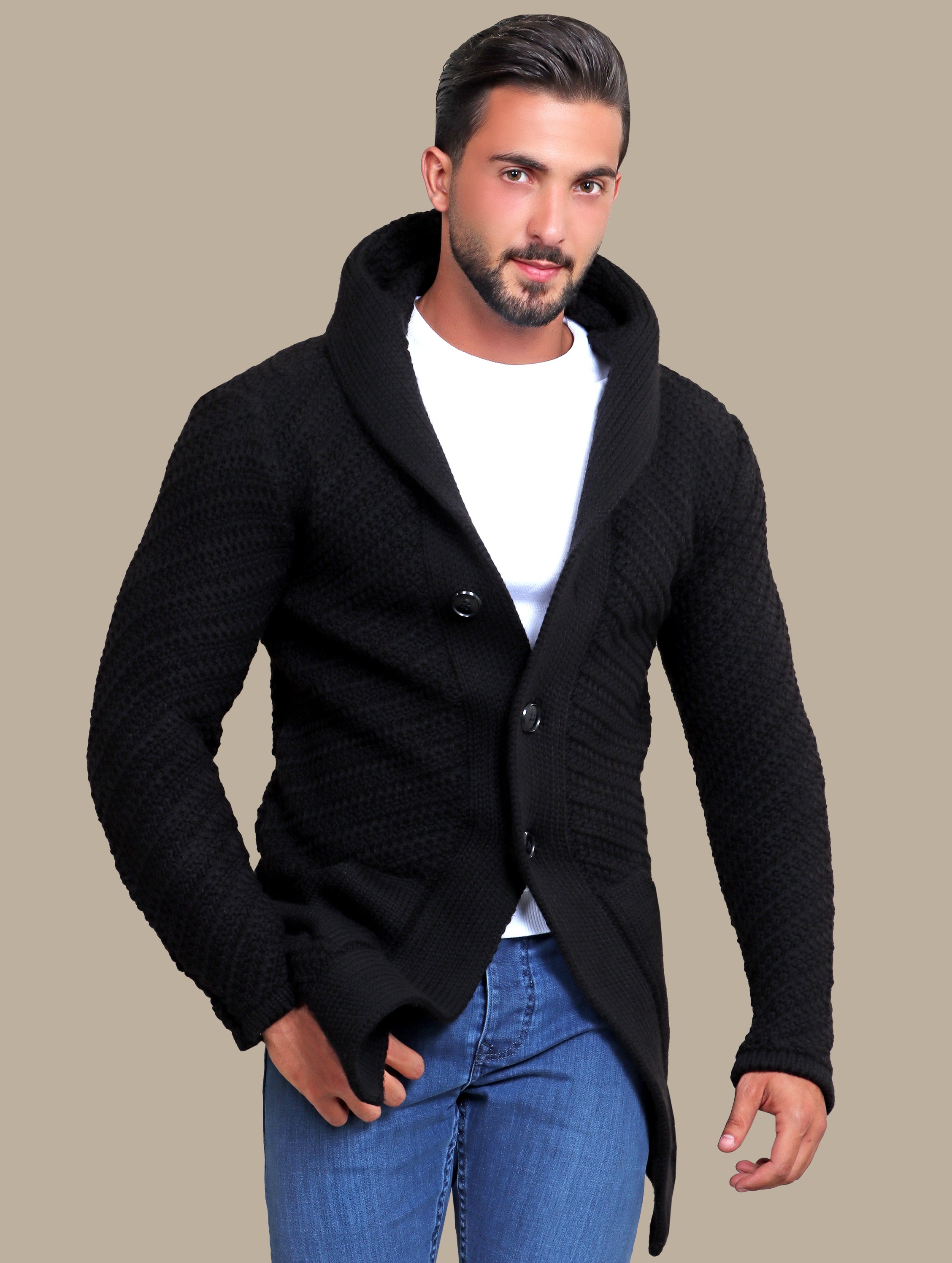 Black Braided Long Cardigan Jacket