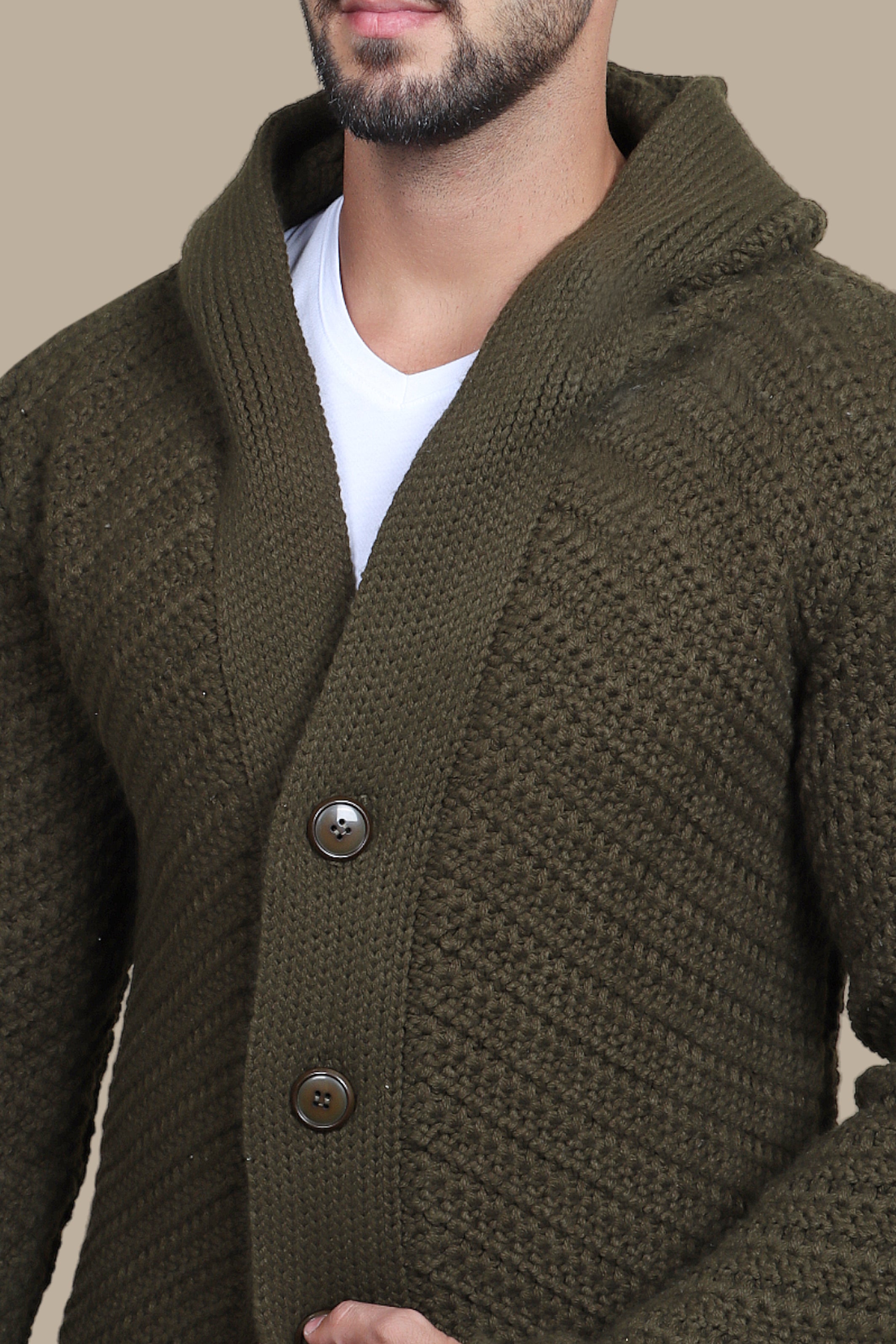 Khaki Braided Cardigan for Effortless Elegance