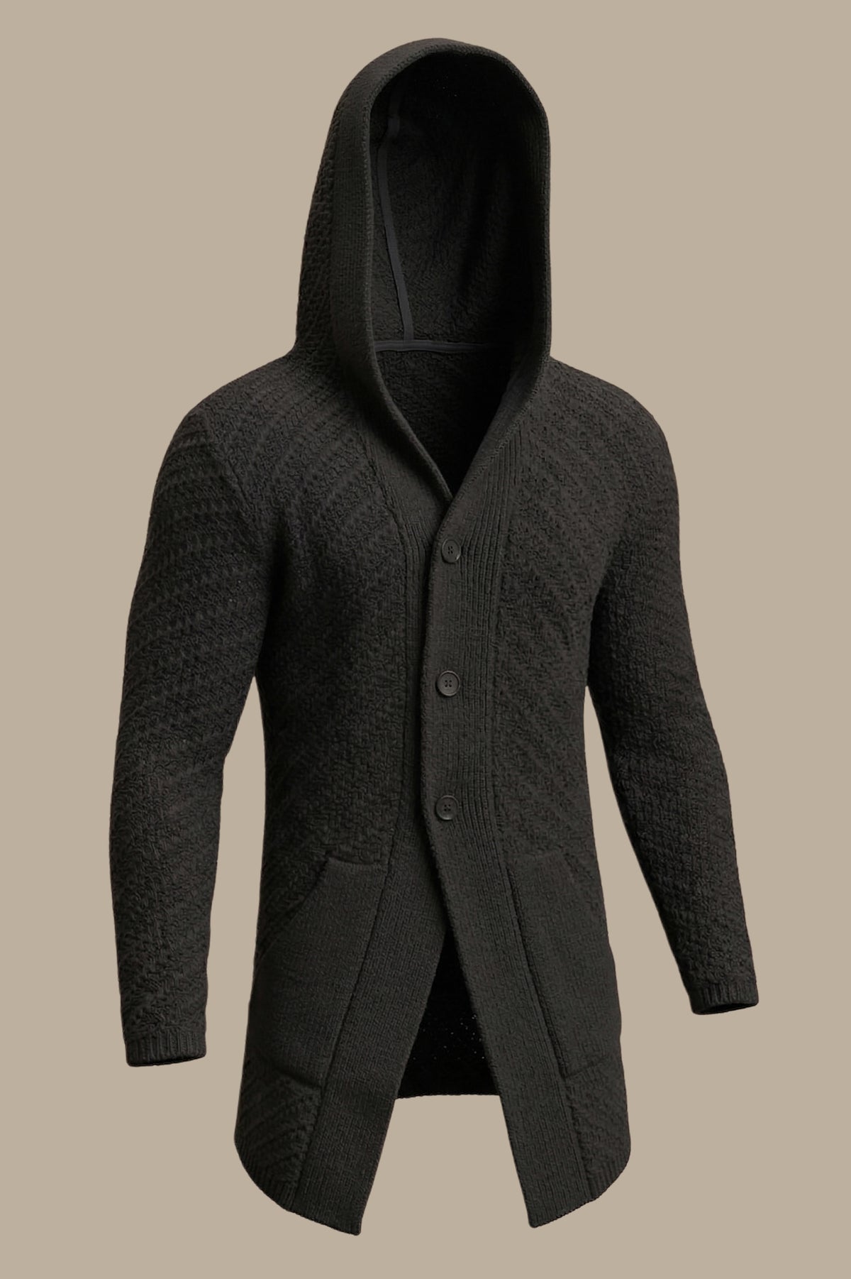 Black Braided Long Cardigan Jacket