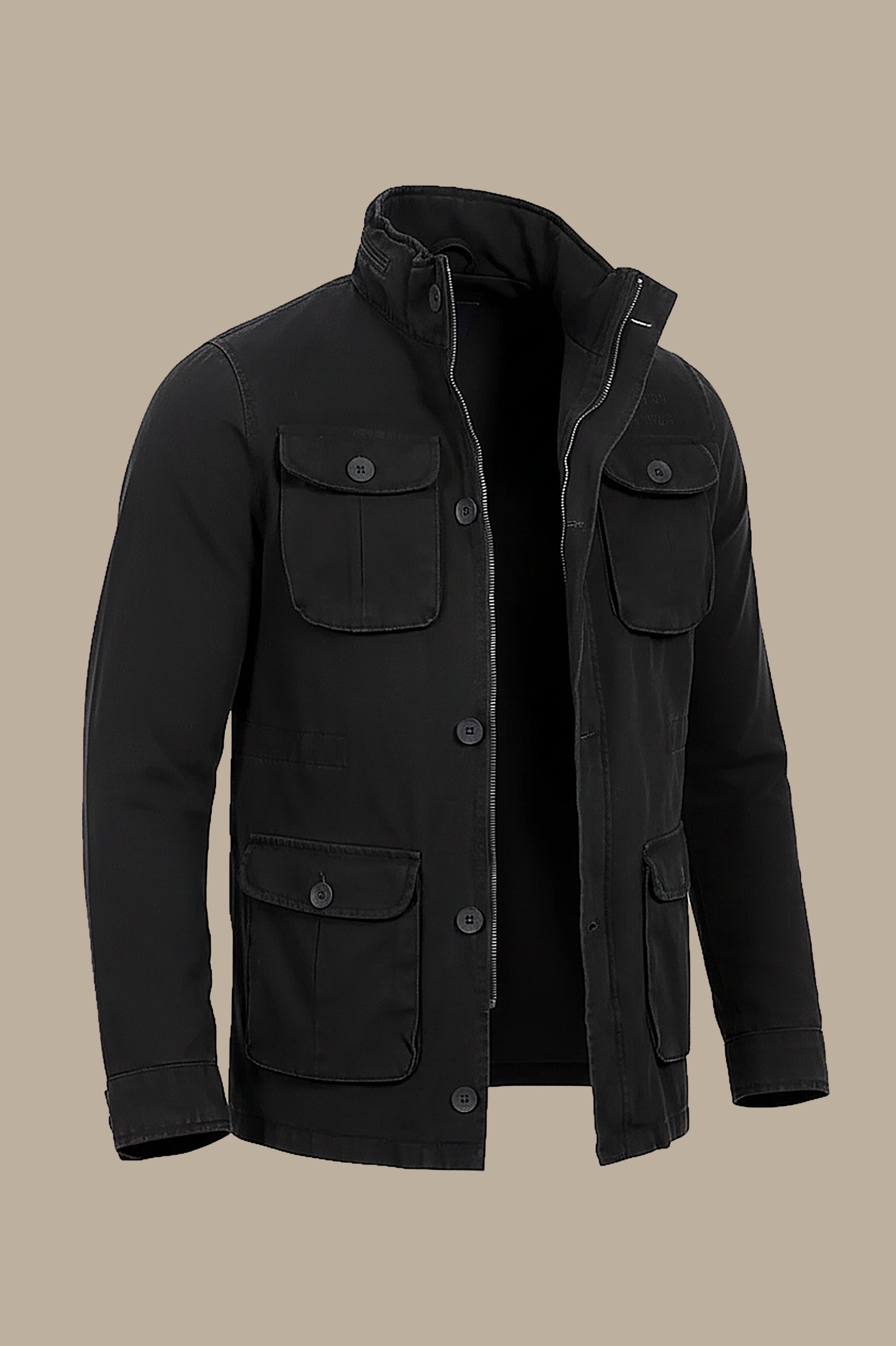 Urban Safari Classic: Black Safari-Inspired Jacket