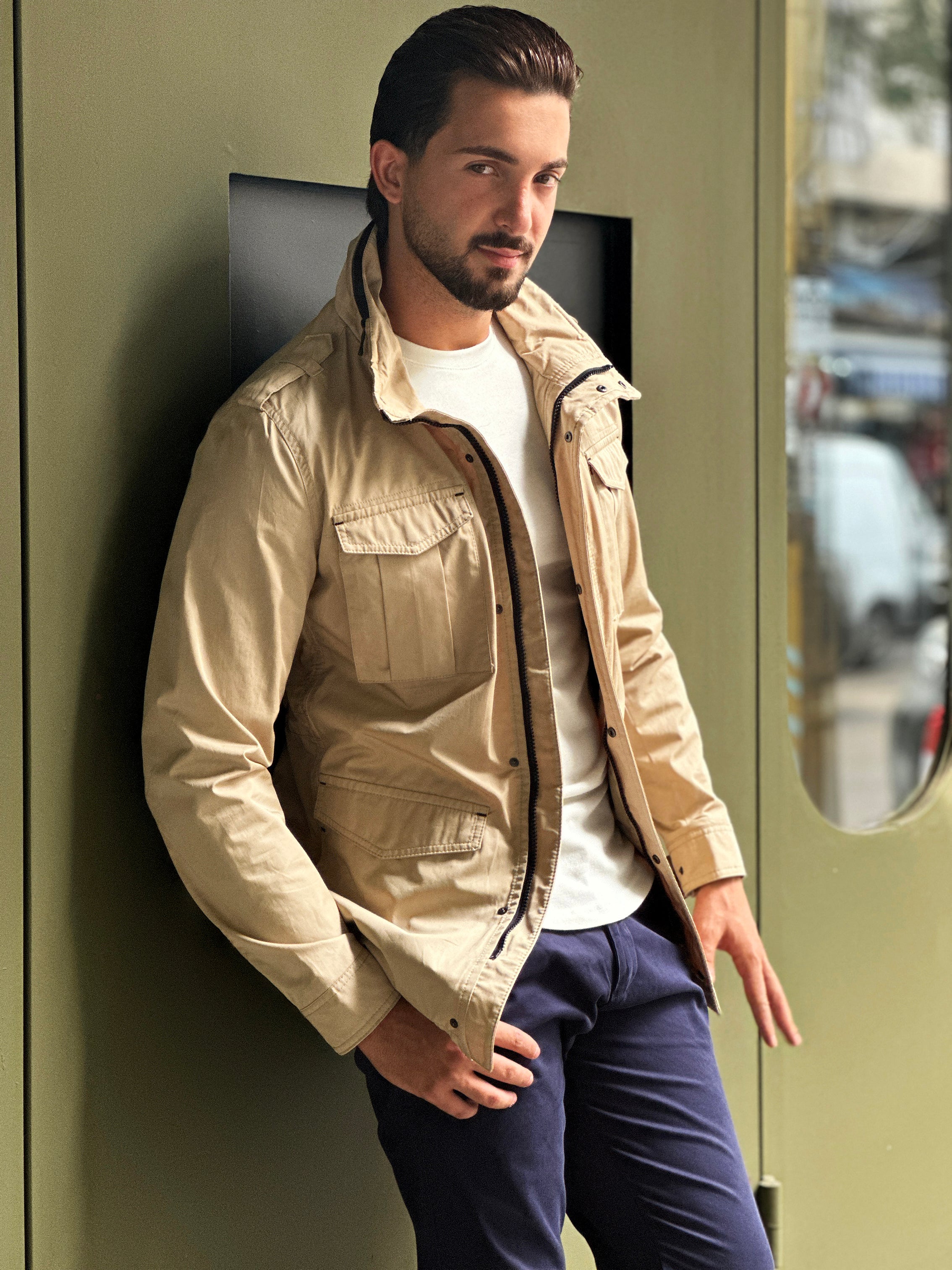 Beige Safari Expedition Jacket: Journey in Style