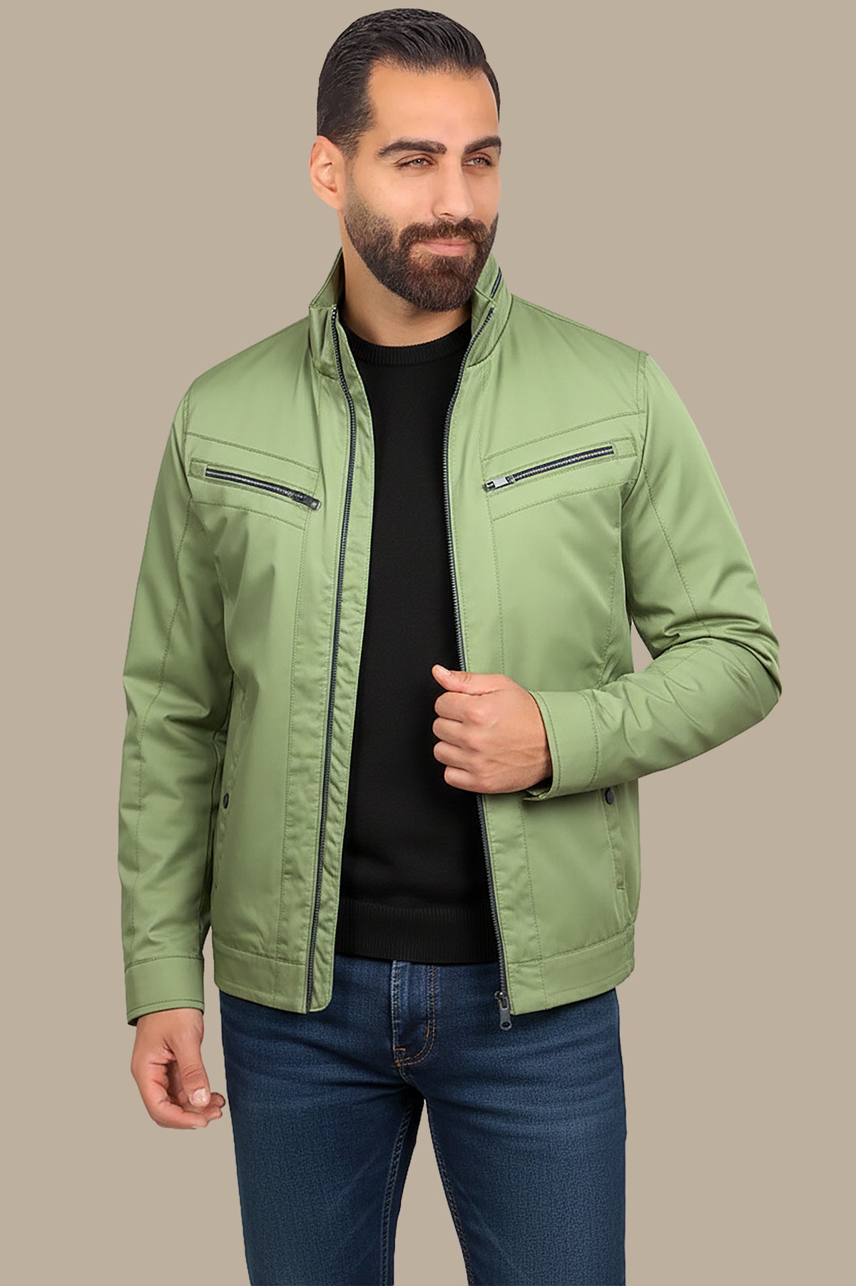 Olive Comfort Dual-Zipper Jacket: Versatile Style and Unmatched Comfort