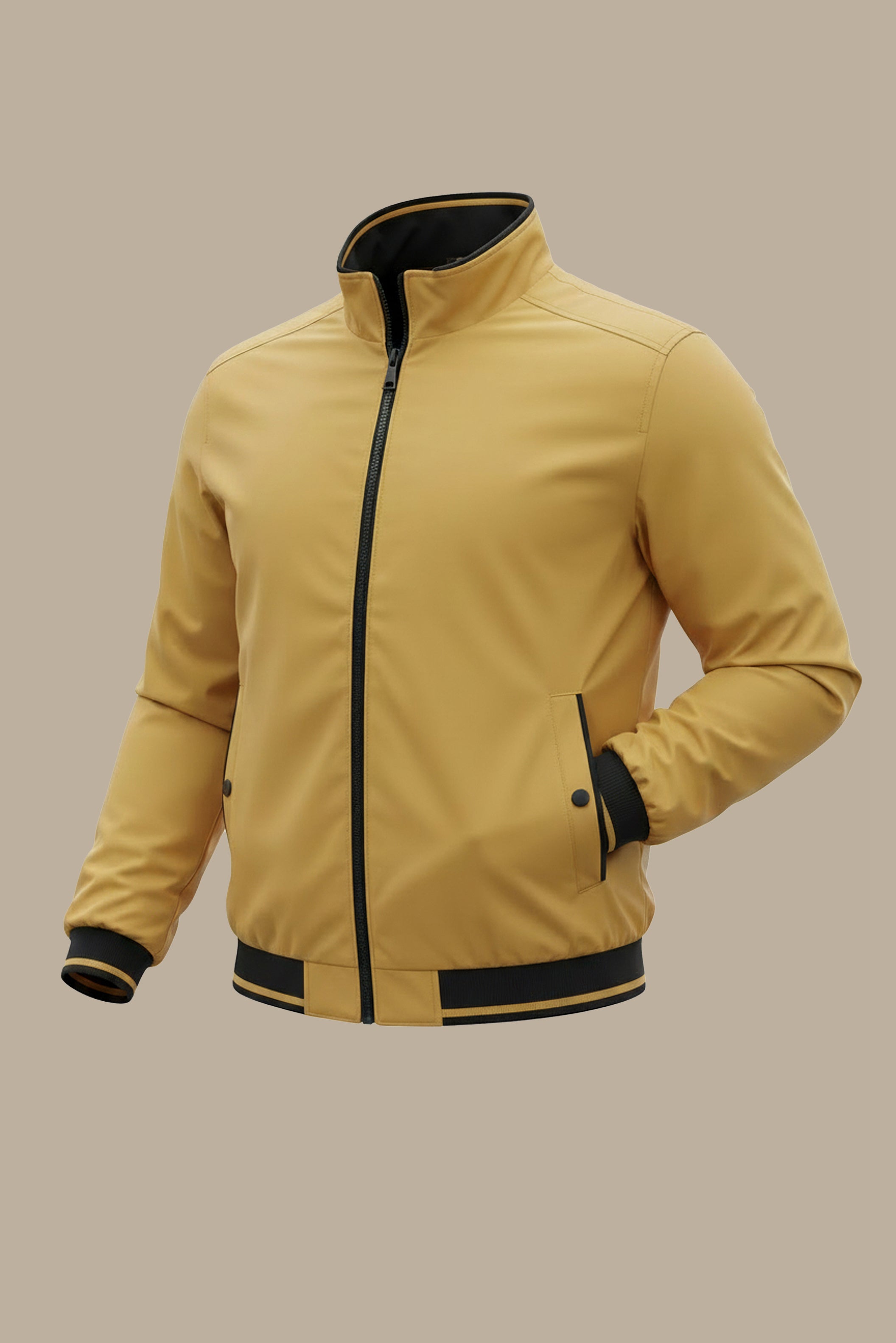 Mustard Piping Blouson Jacket: Bold Style in Every Stitch