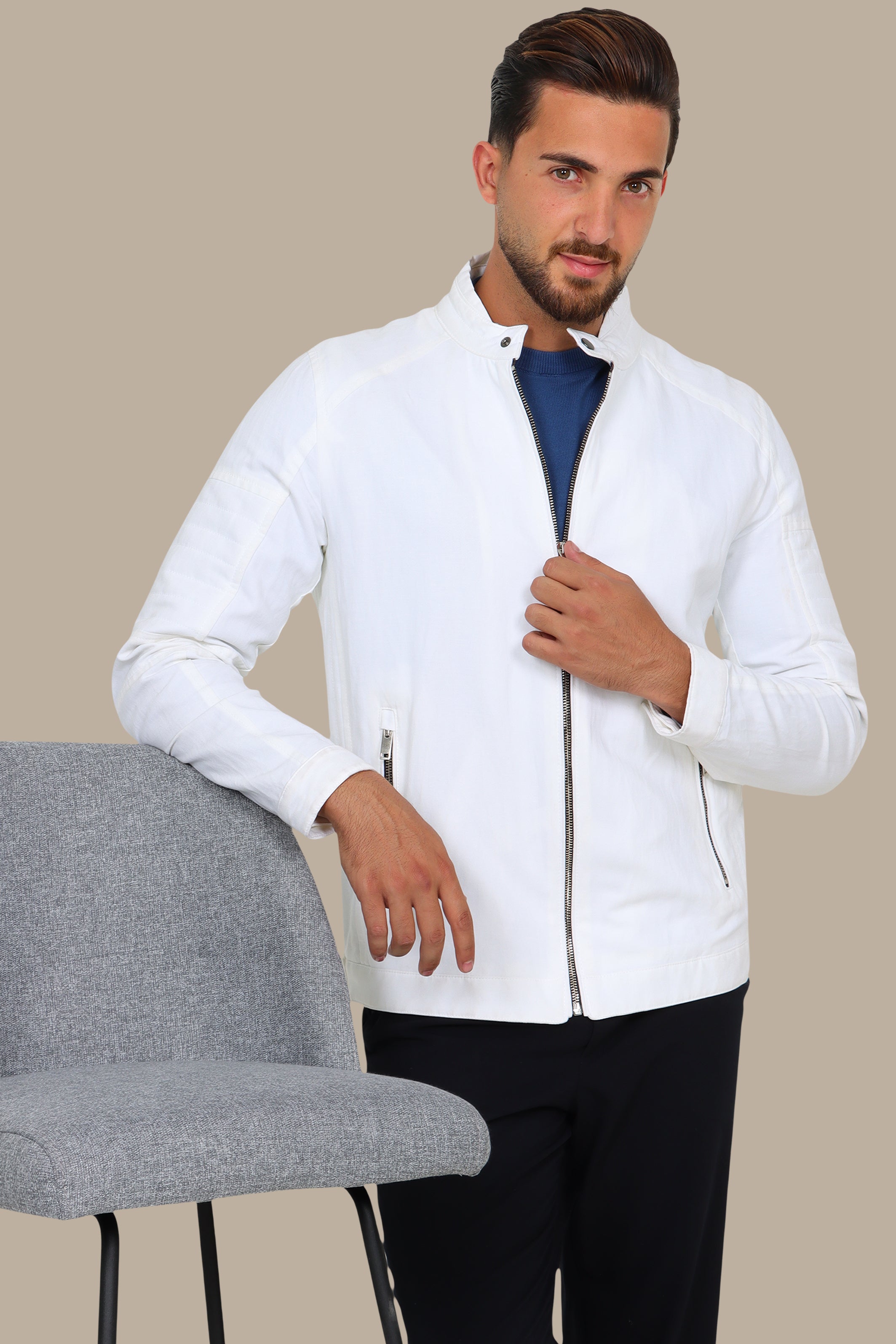 White Cotton Mao Jacket: Effortless Elegance for Every Occasion