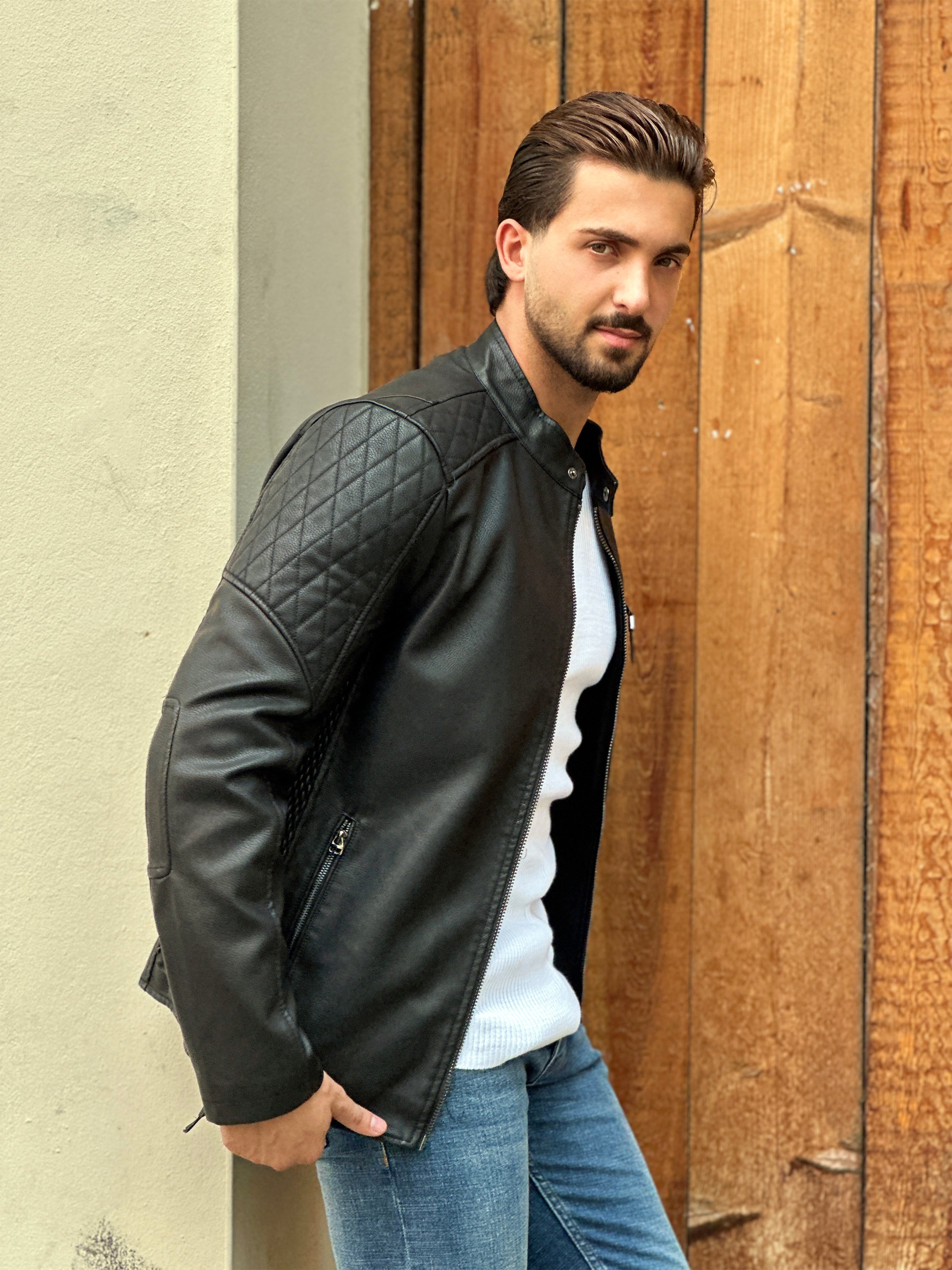 Black Jacket with X Shoulder Print