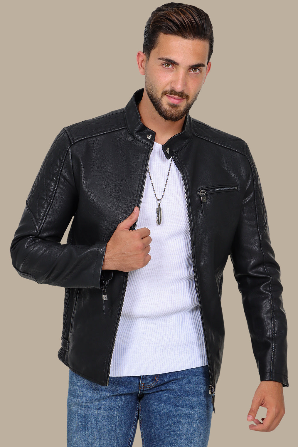 Black Jacket with X Shoulder Print