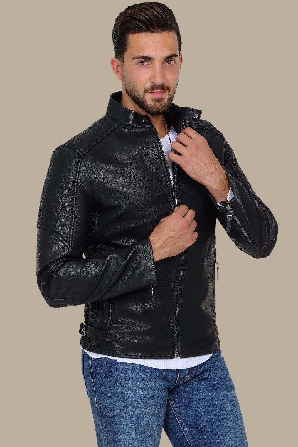 Black Jacket with X Shoulder Print