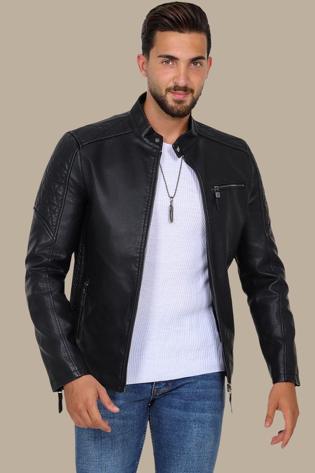 Black Jacket with X Shoulder Print