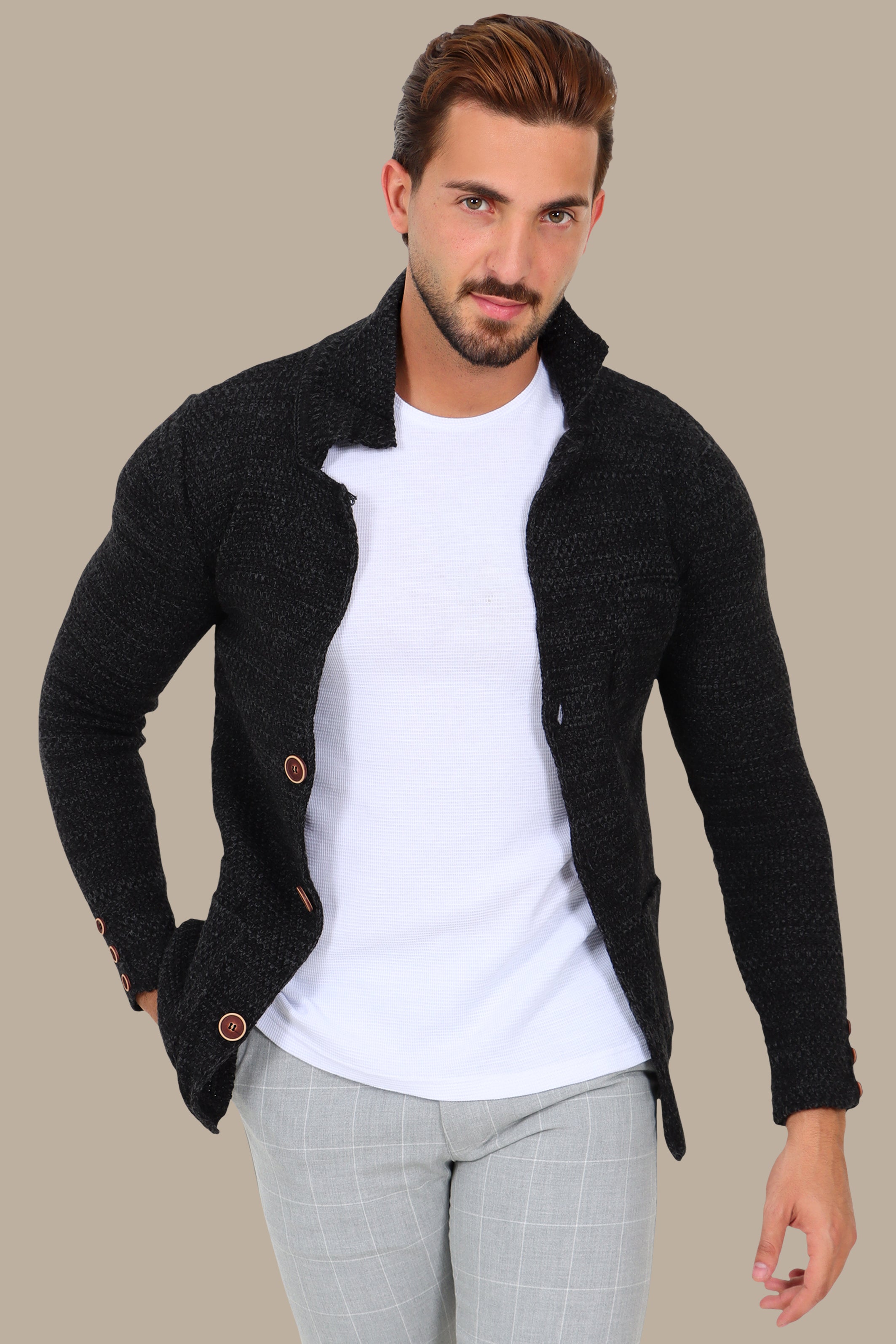 Dark Grey Mercerized Mons Cardigan