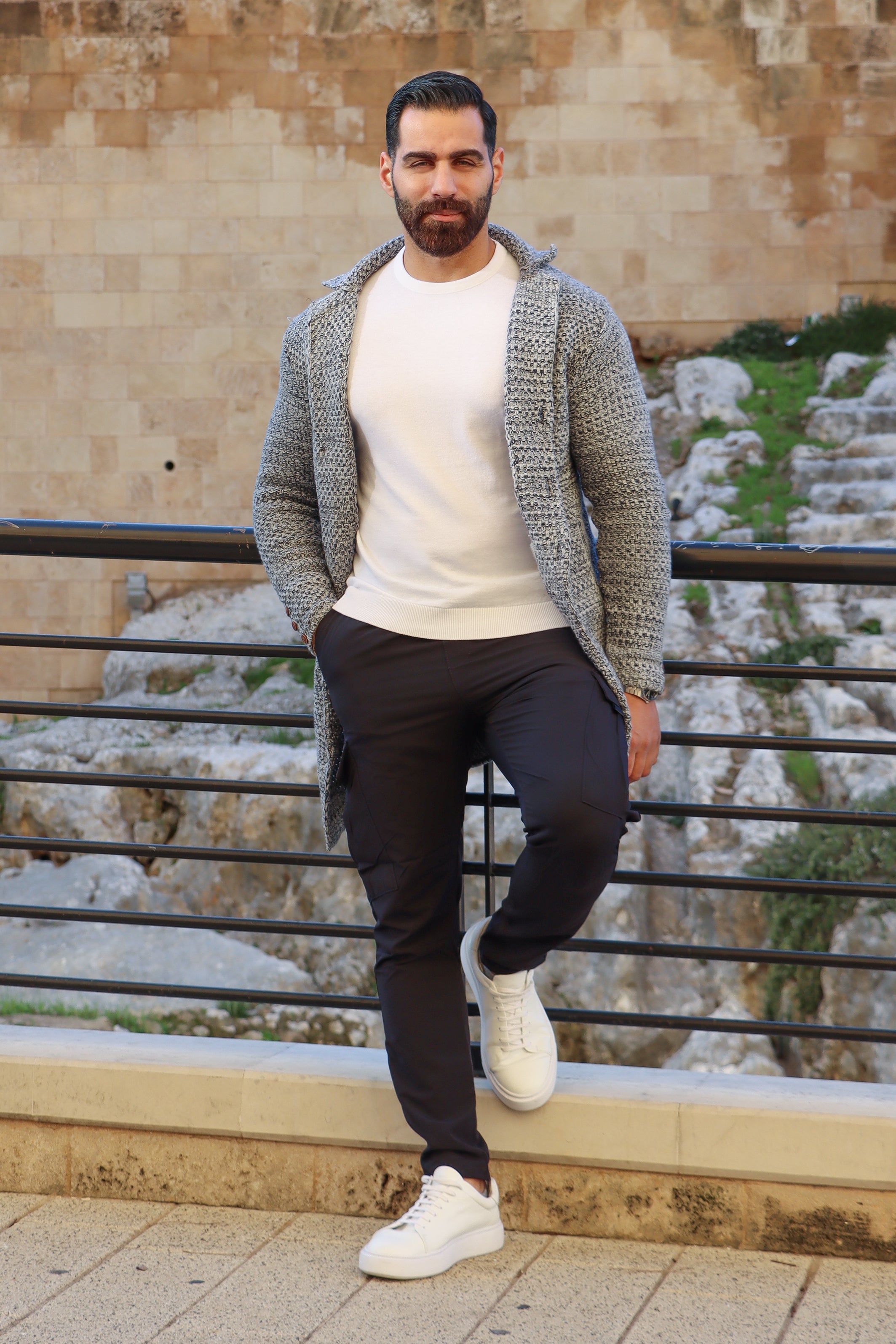 Light Grey Mercerized Mon Long Cardigan