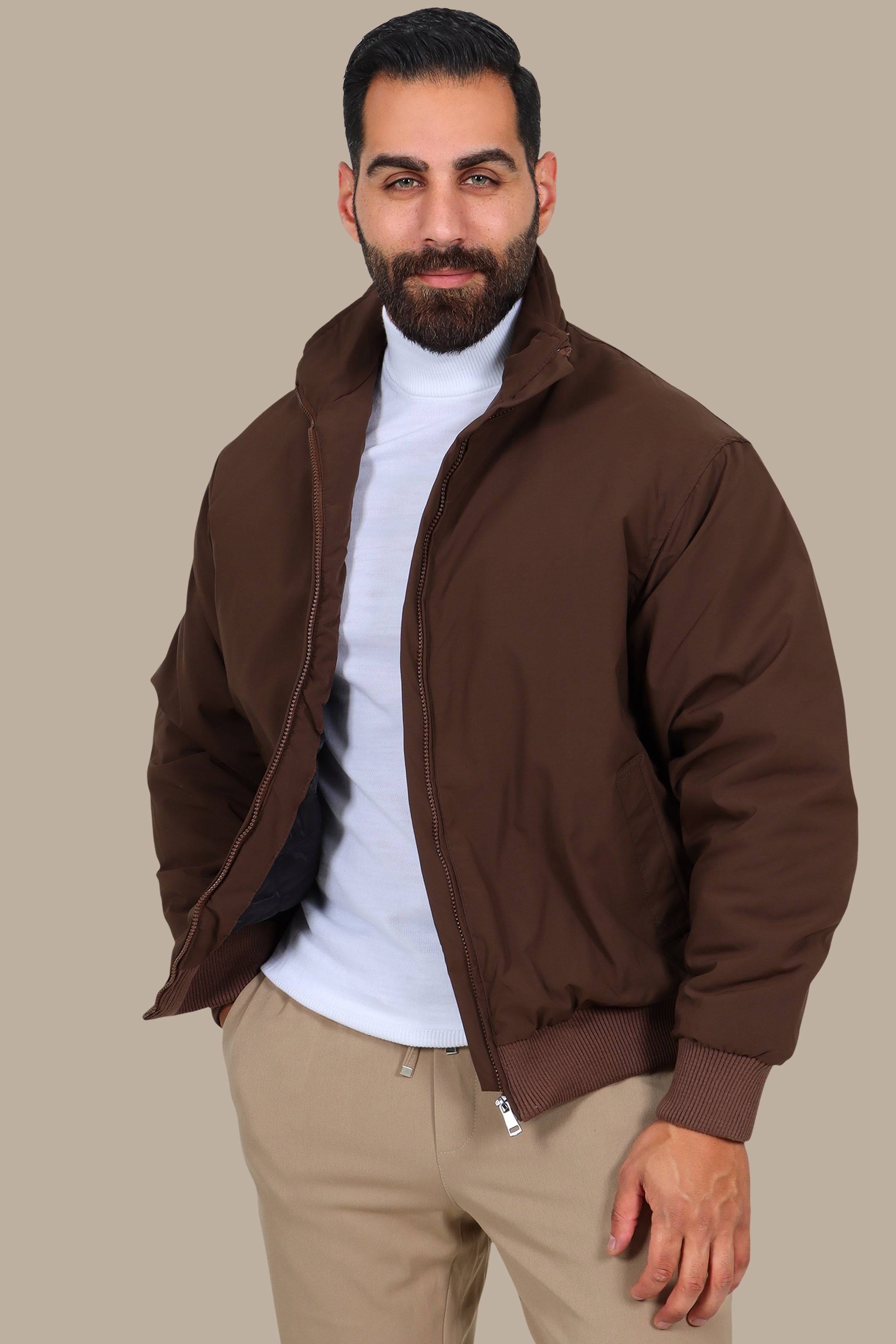 Oversized Short-Cut Jacket Brown
