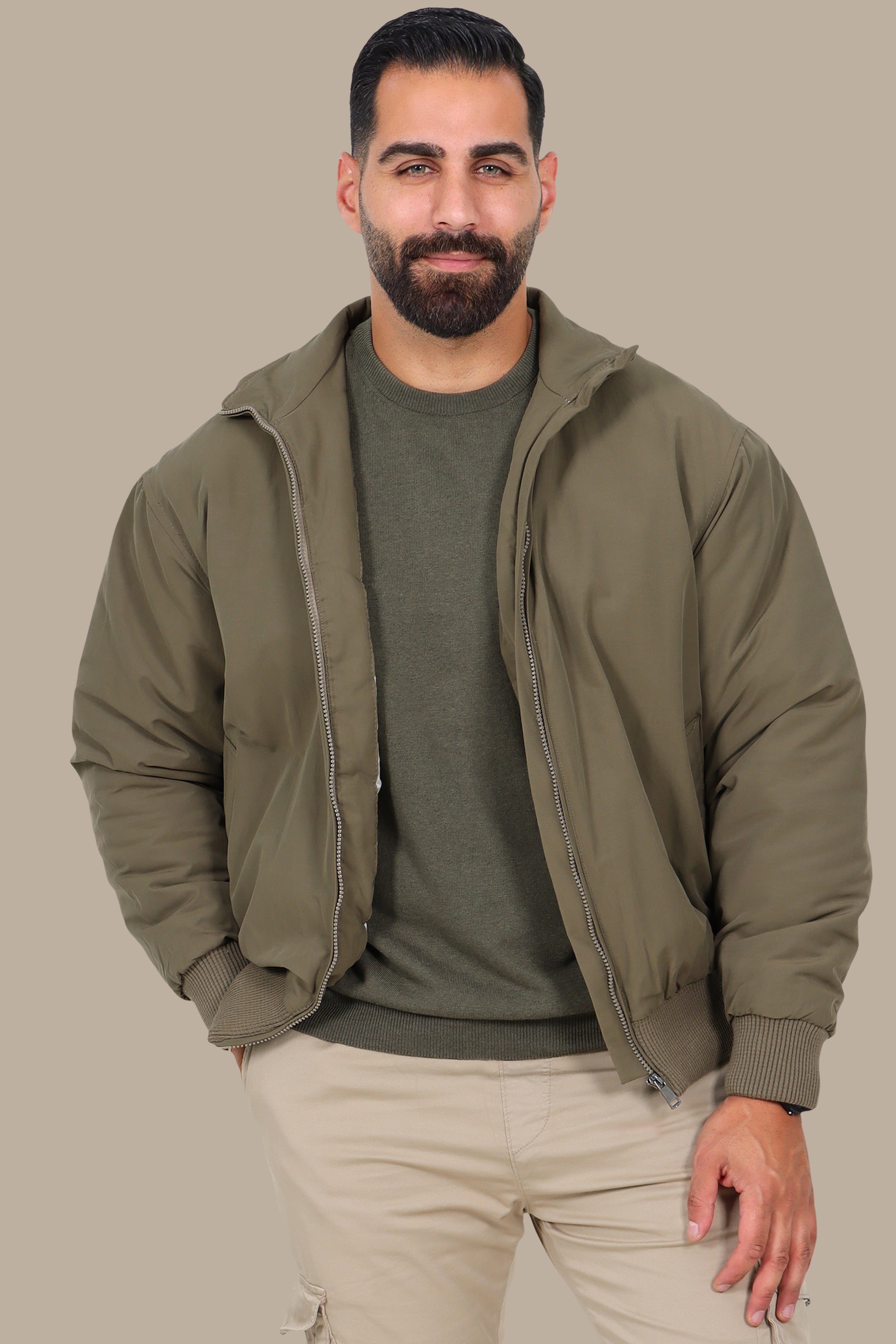 Khaki Oversized Short-Cut Jacket