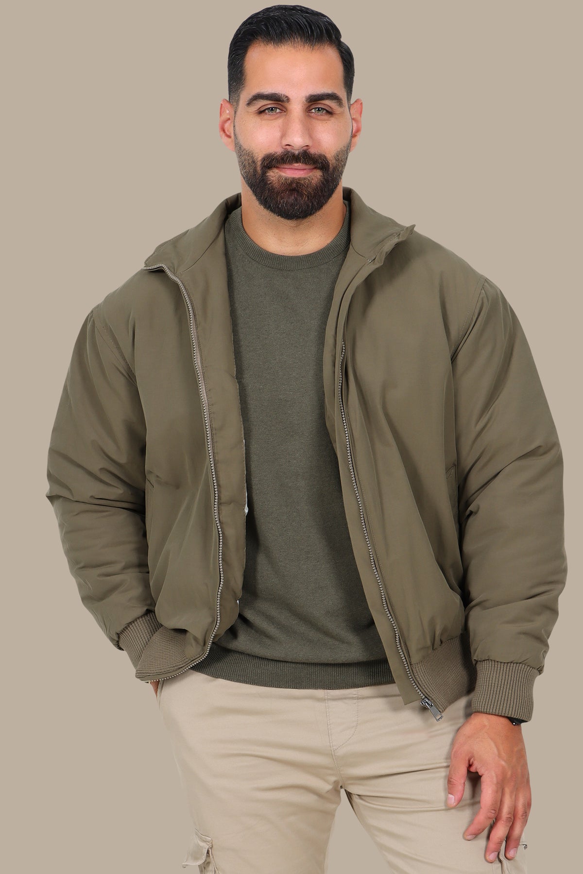 Khaki Oversized Short-Cut Jacket