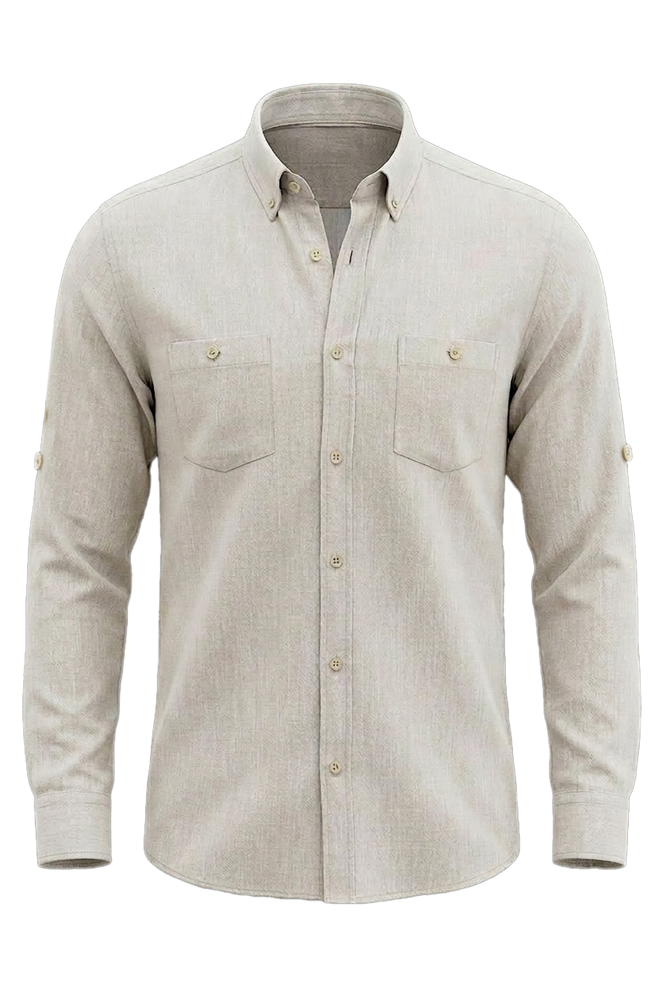 Beige Linen Collar Shirt