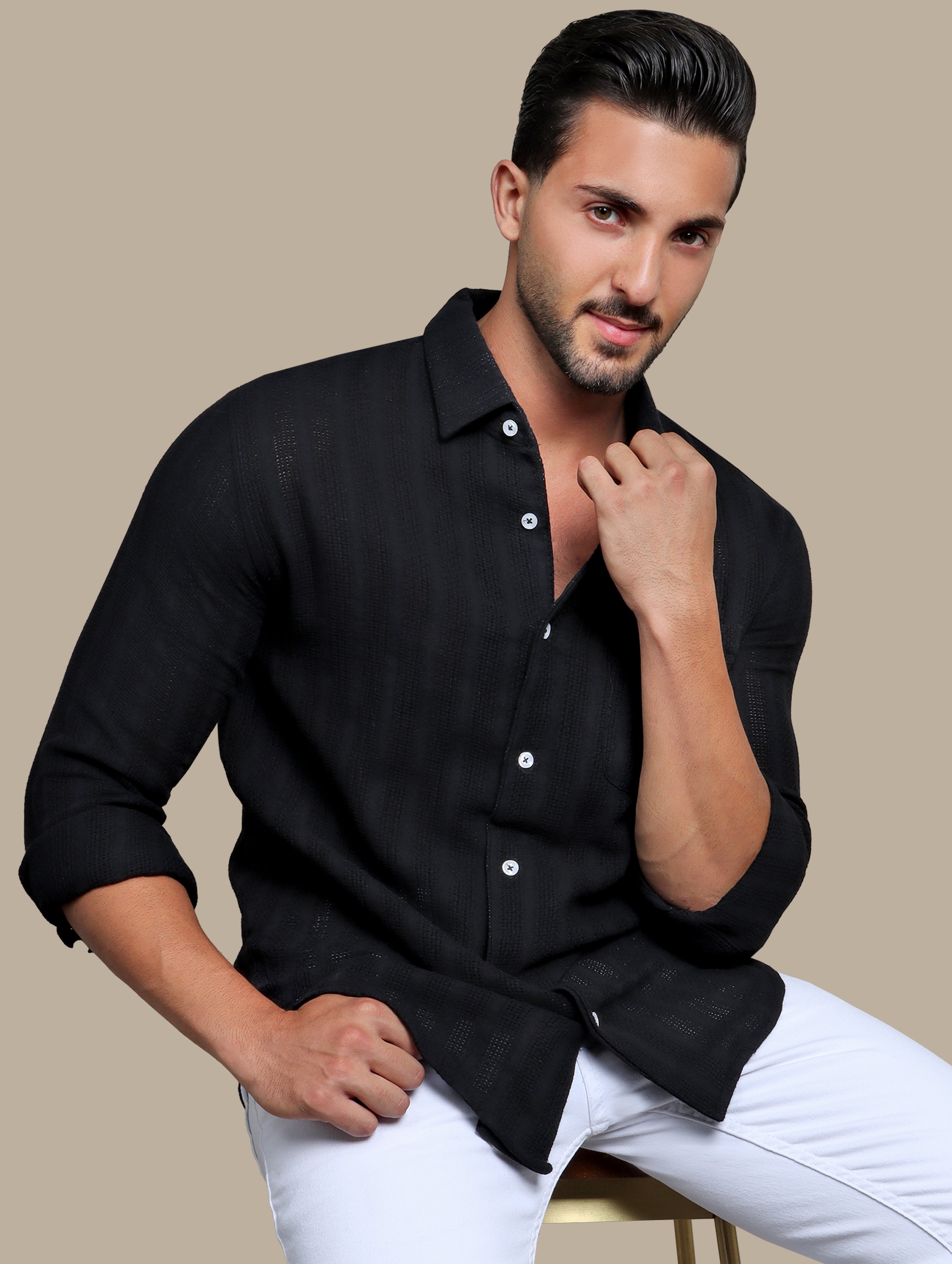 Shirt Canvas With Pocket | Black